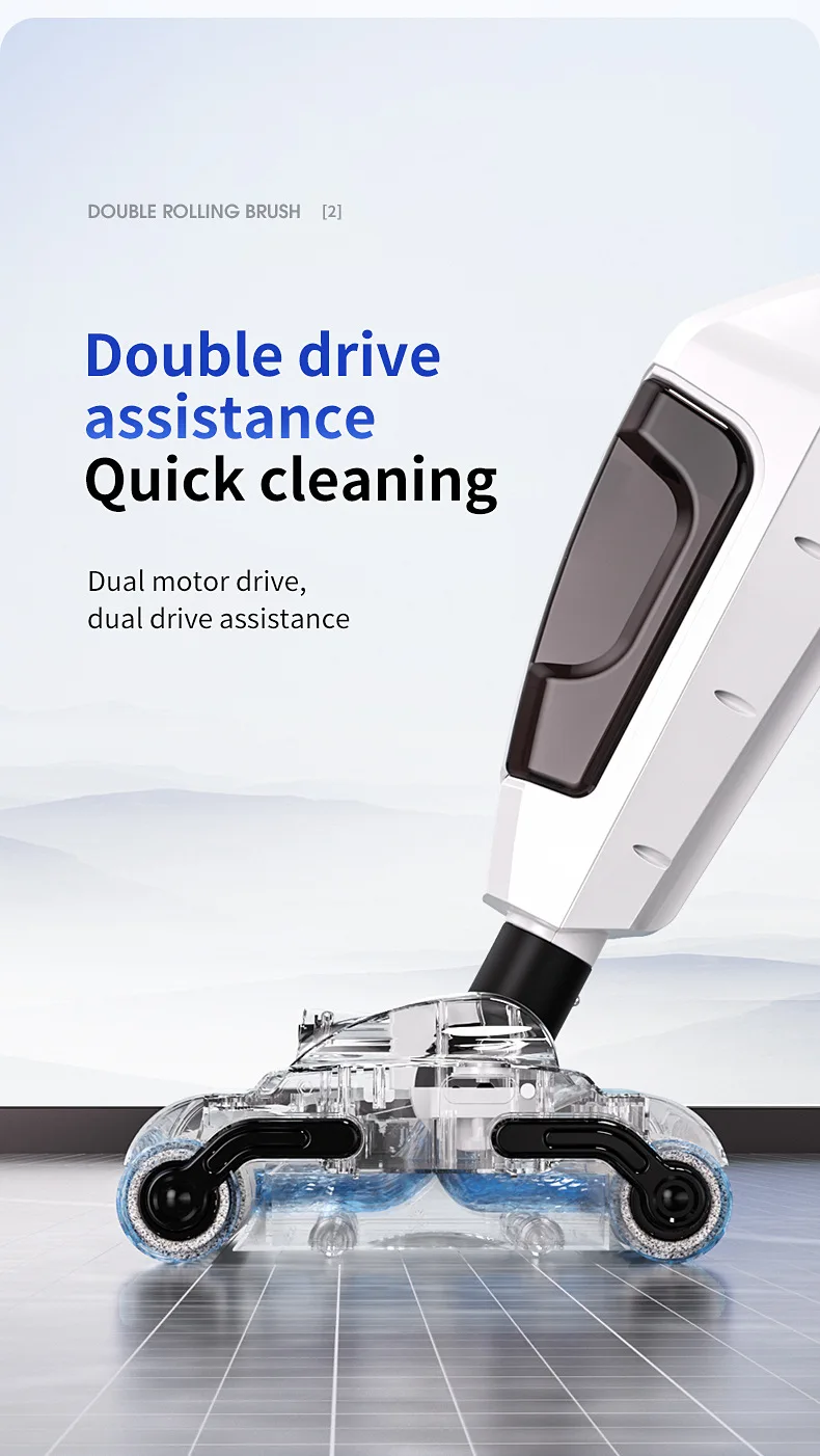 Electric Mopping Machine Cordless Smart Floor Washer 3-in-1 Home, Sweep Vacuum Mop All-in-One Handheld Dustbuster Cleaning