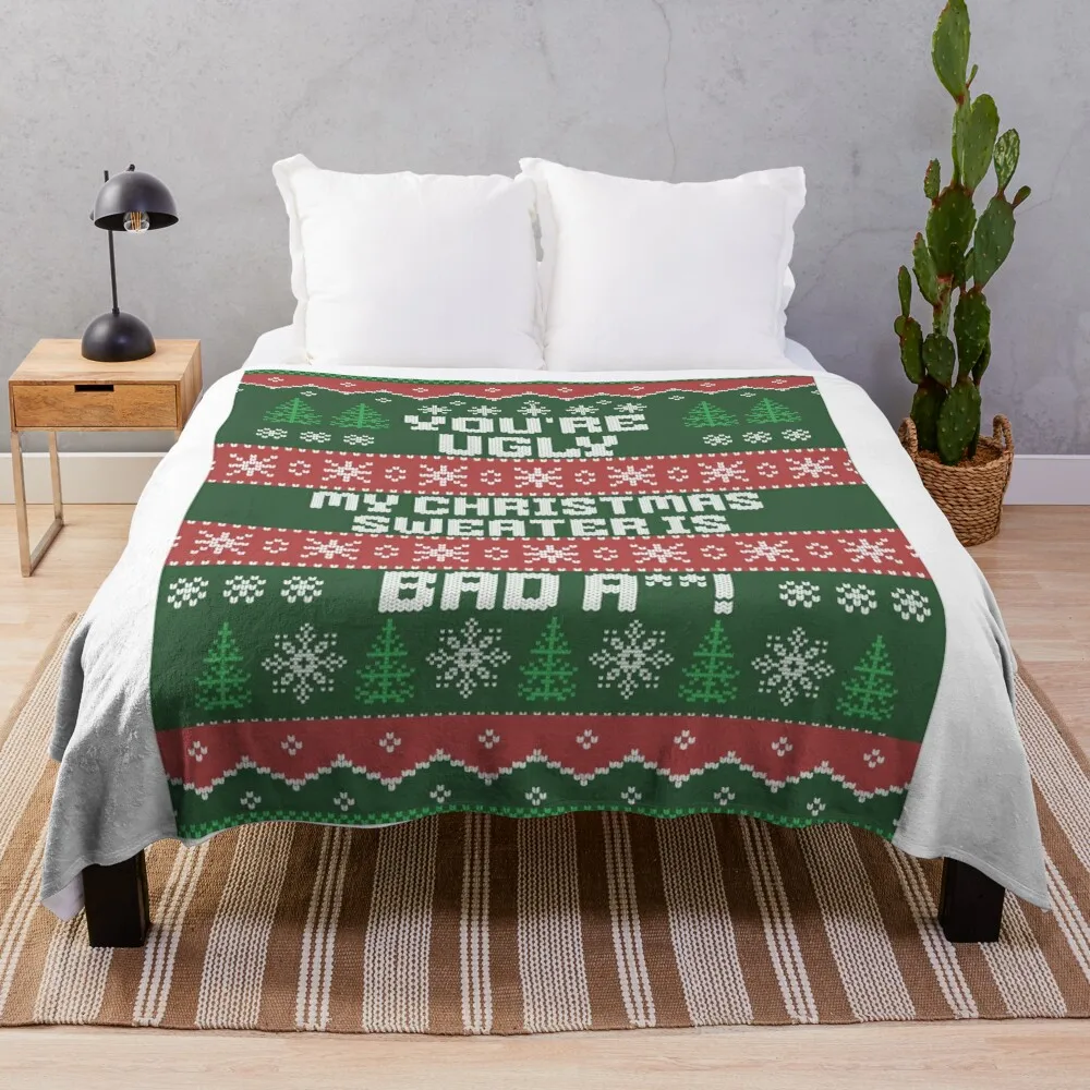 

Ugly Christmas Sweater! Throw Blanket Picnic Luxury Throw Blankets