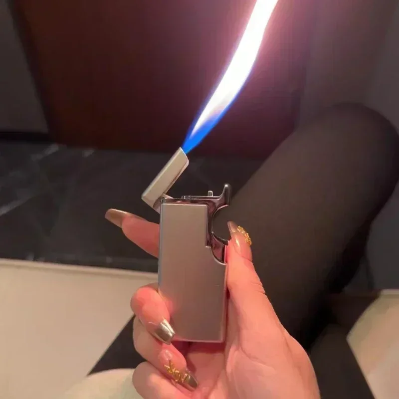 

Blue Flame Metal Double Fire Lighter Smoking Accessories Cool Torch Novelty Butane Inflation Windproof Lighters Men's Gift