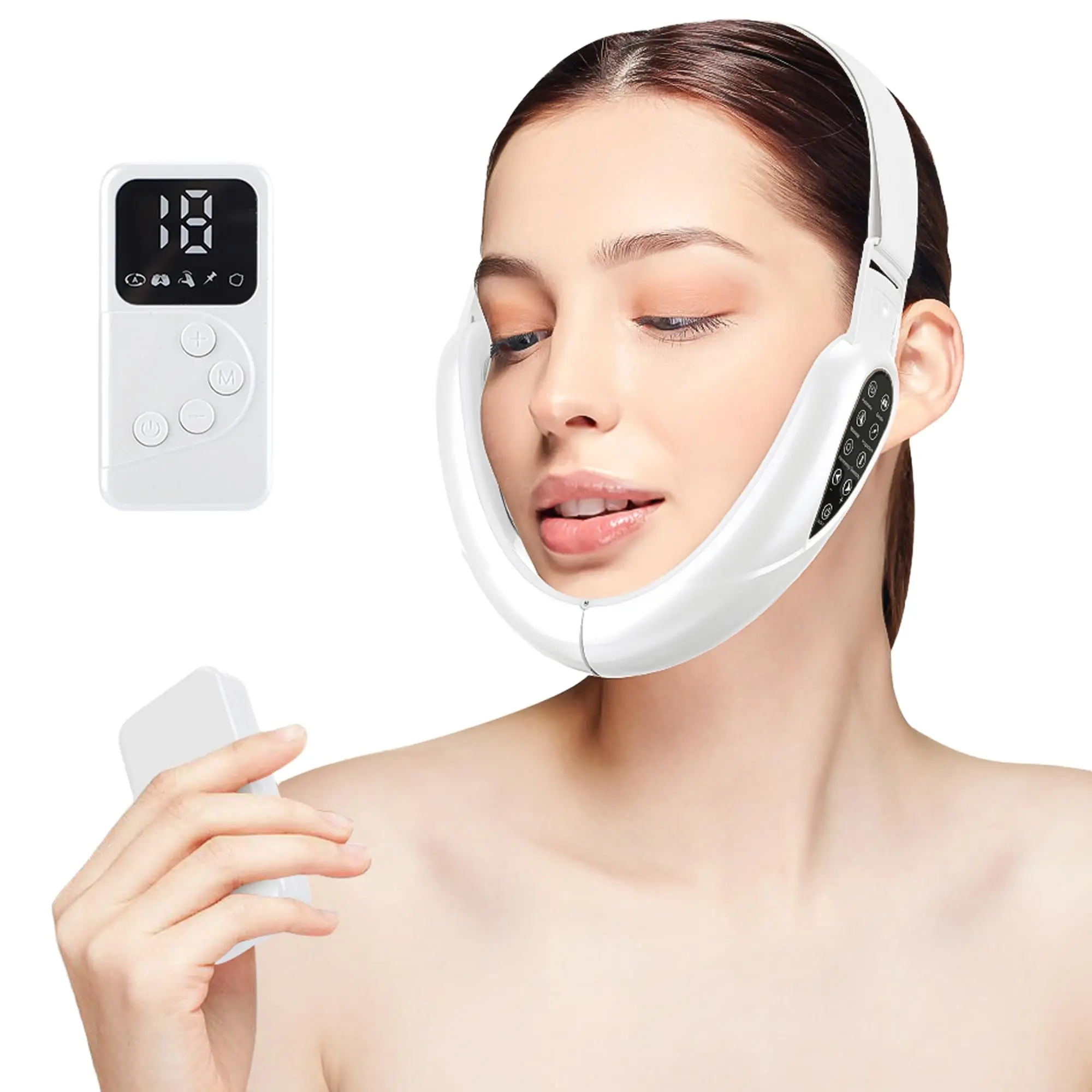 EMS Facial Lifting Device LED Photon Therapy Face Slimming TENS Pulse Massager Remove Double Chin V-Face Shaped Cheek Lift Belt - Detail 1