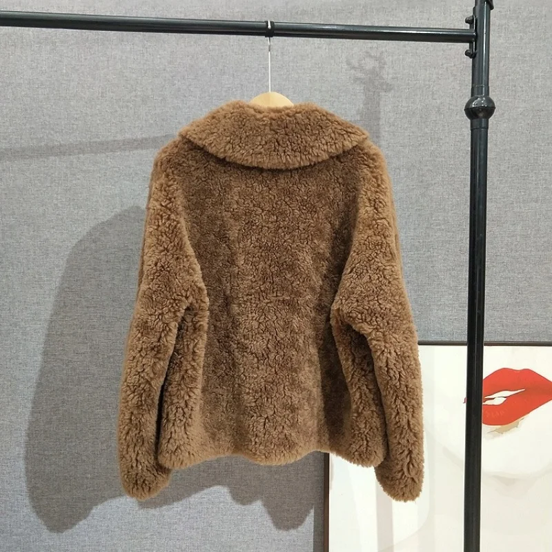 Veste d'hiver courte en laine d'agneau pour femme, manteau court en peau de mouton, vêtements d'extérieur élégants et élégants, JT541