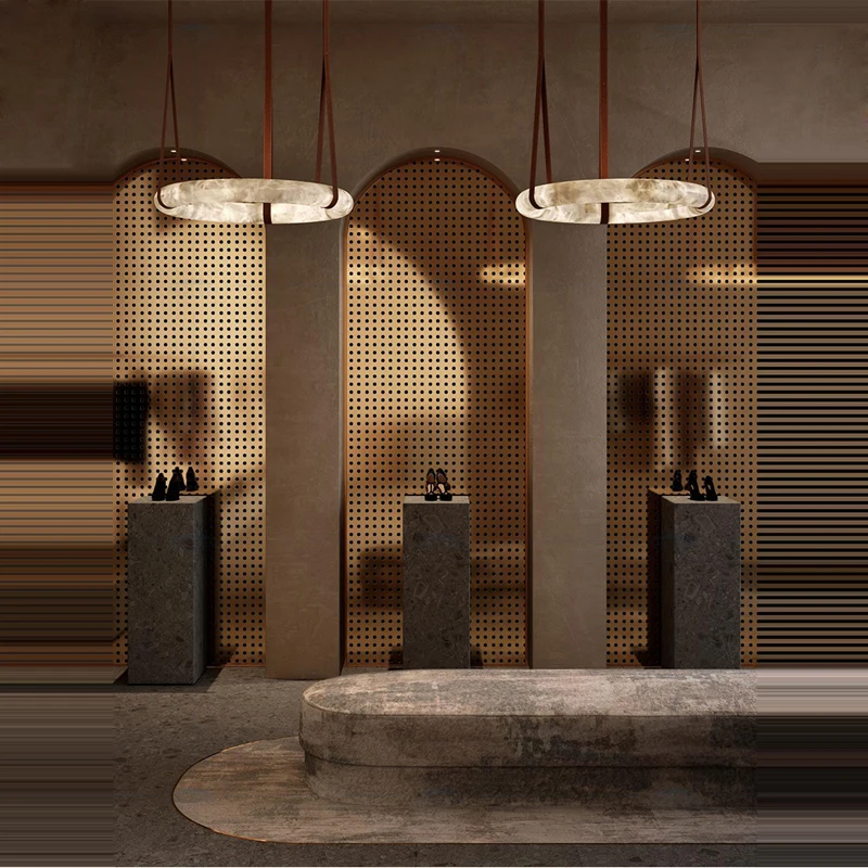 Led Luxury Leather Marble Ring Gold Designer Chandelier Lighting 2026 New Trend Suspension Luminaire Lampen For Living Room