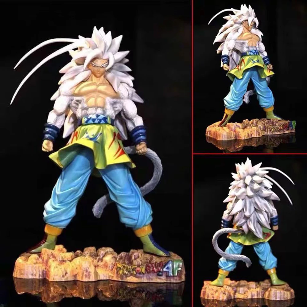 NEW 25cm Son Goku Dragon Ball Super Saiyan Super Five White Hair Wukong Latest Form Handheld Box Model Ornament Doll