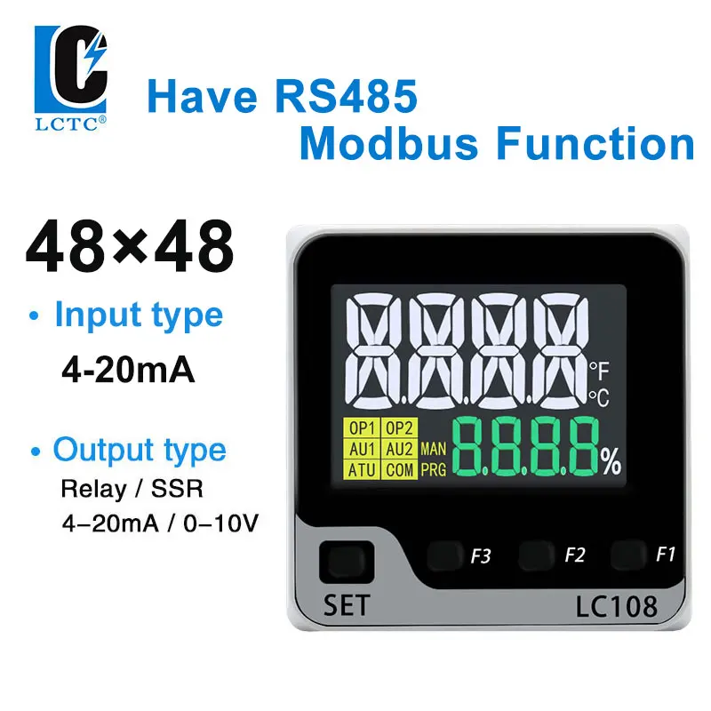 

Thermostat 4-20mA Input LCD108 Digital Pid Temperature Controller 48X48 SSR/Relay/4-20mA/0-10v Output With RS485 Protocol