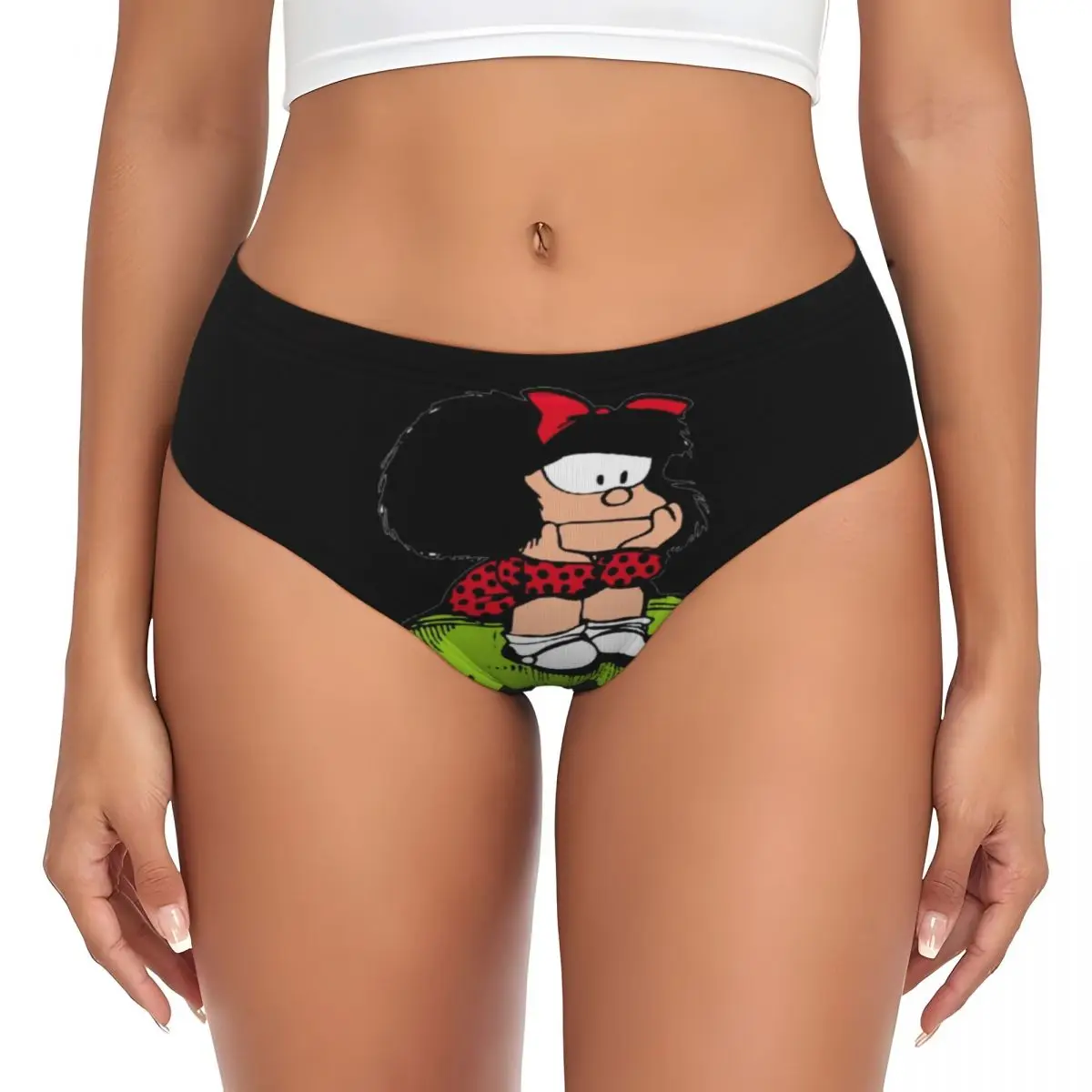 Braguitas personalizadas Mafalda Thinking para mujer, ropa interior transpirable con dibujos animados de Quino
