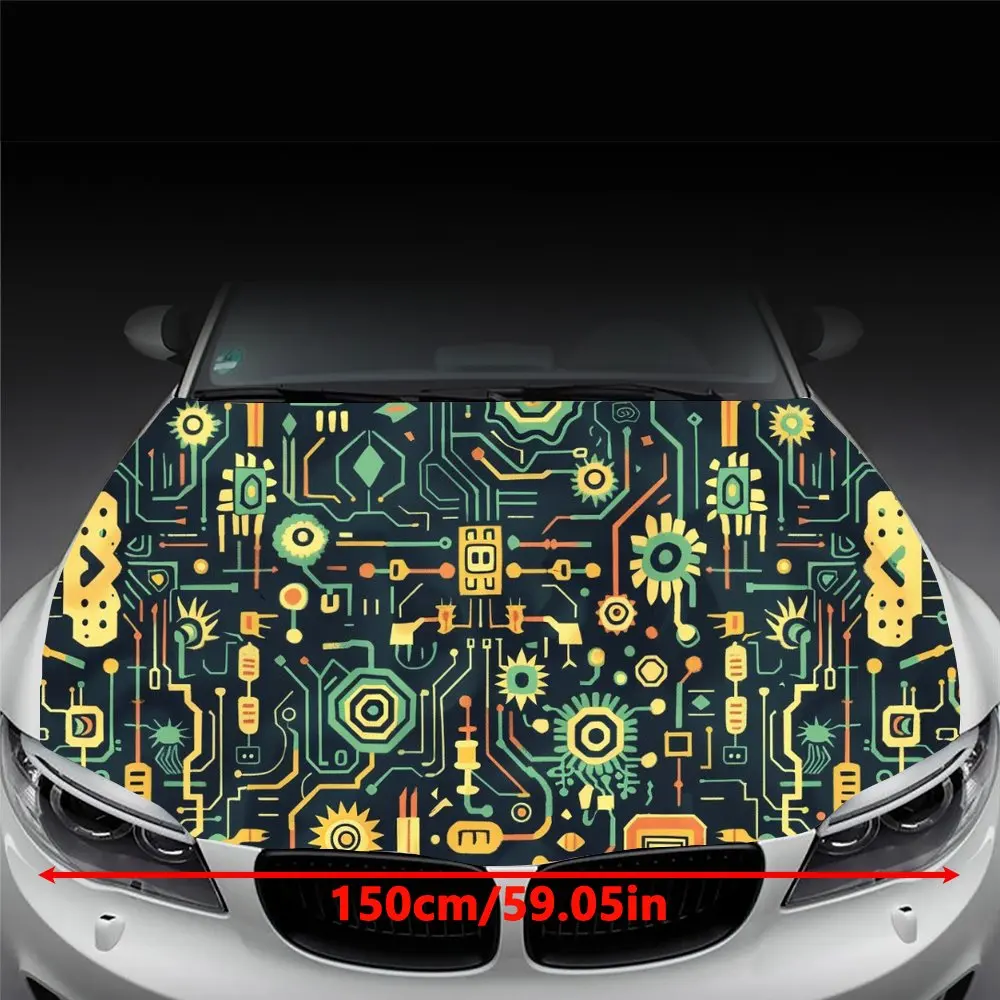 Circuit Board Line Pattern Car Hood Wrap Color Vinyl Sticker Truck Graphic Bonnet DIY Auto Accessories Decoration Decal Gift