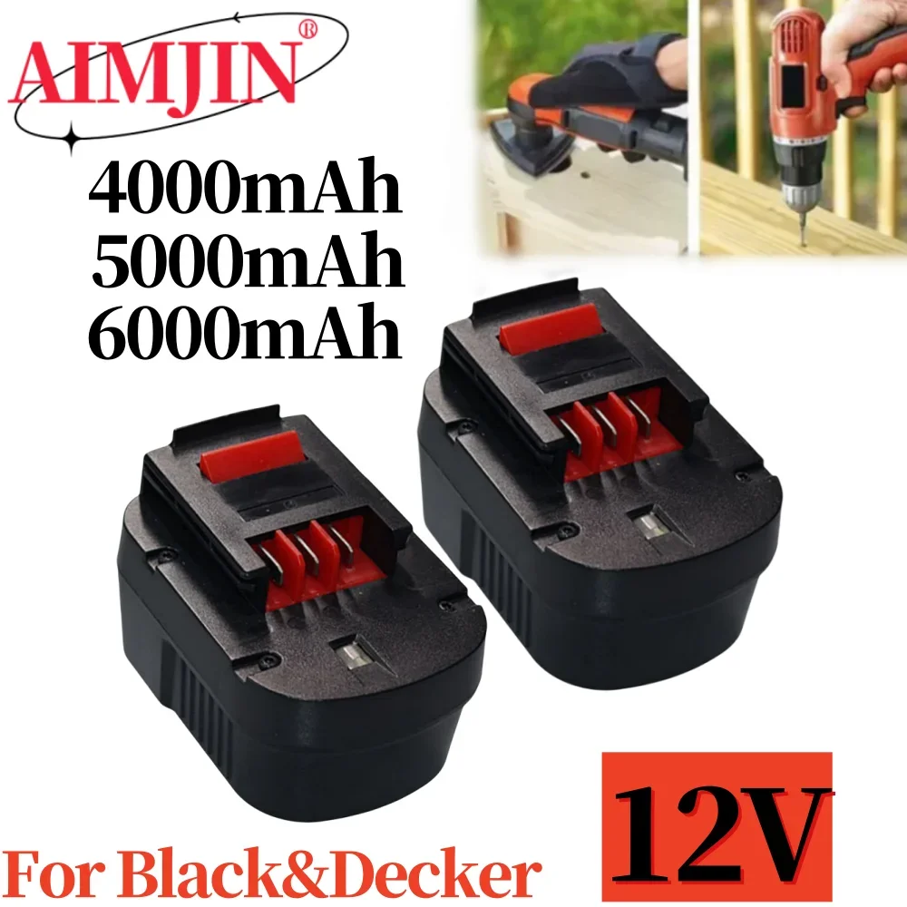 

12V 4000mAh/5000mAh/6000mah Rechargeable Tool Battery for Black&Decker A12 A12EX FSB12 FS120B A1712 HP12K HP12 Ni-MH Replacement