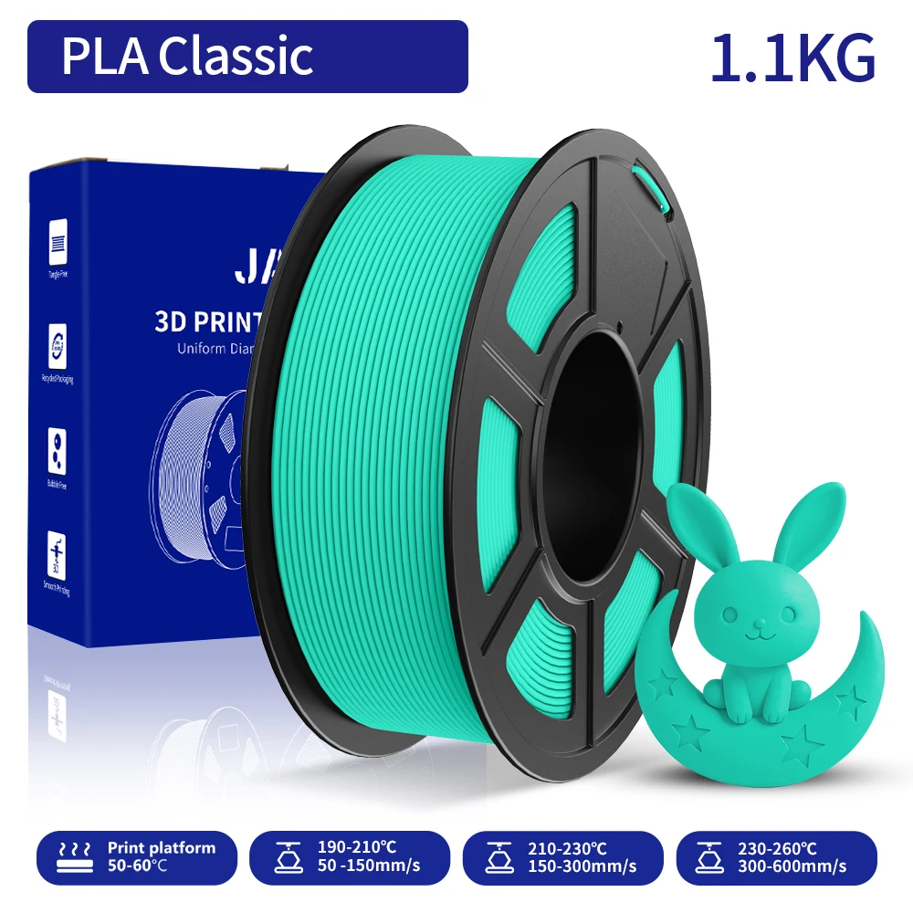 JAYO 3D PLA Classic Druckerfilament 1,75 mm (Hochgeschwindigkeits-Matt-PLA) 1,1 kg/Rolle 3D-Filament ordentlich gewickelt mit Matt-Effekt für 3D FDM