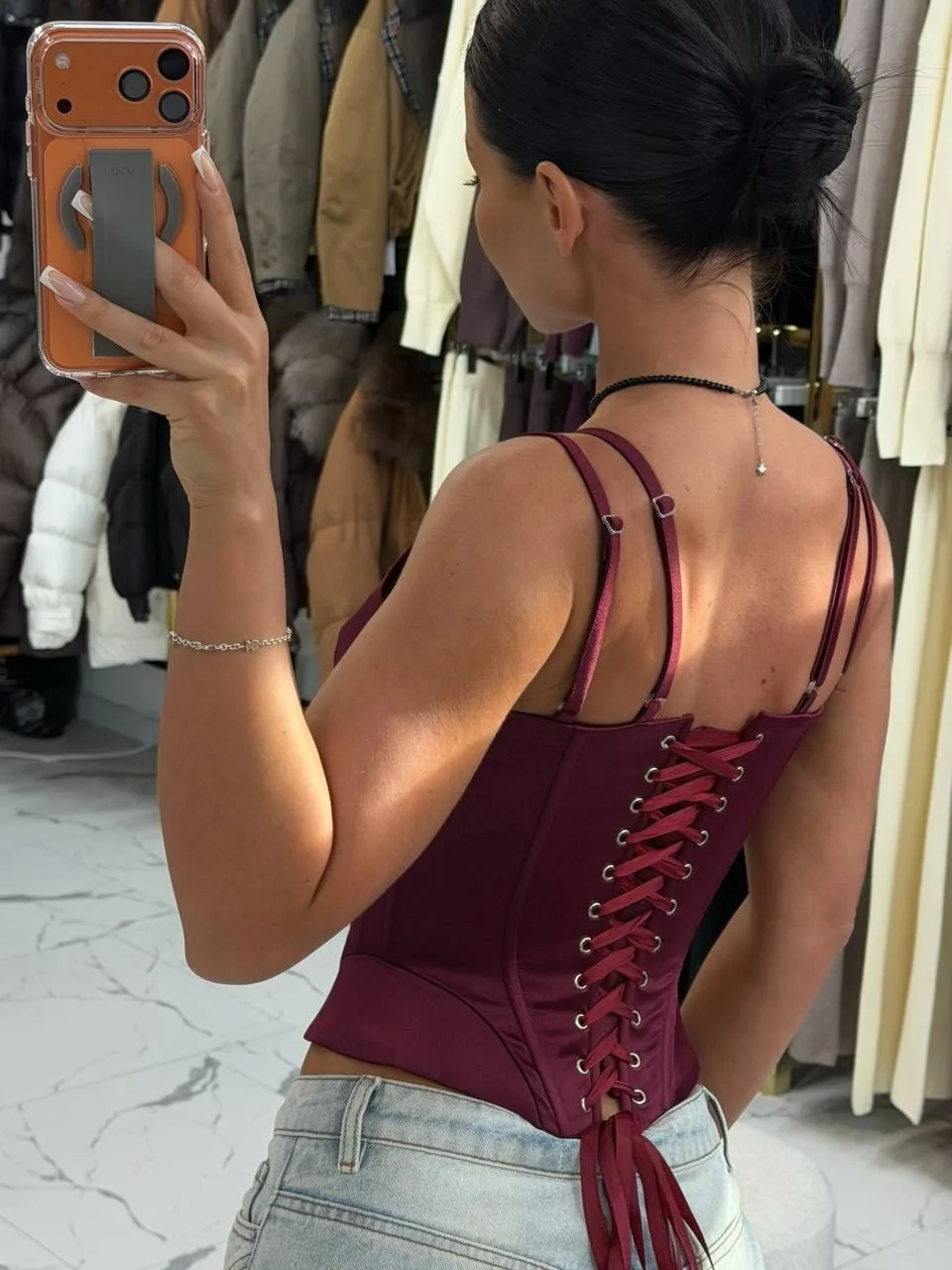 Sexy Women Corset Top with Straps V-neck Backless Lace Up Fishbone Red Camis Bustier Chic Elegant Lady Party Club Tops