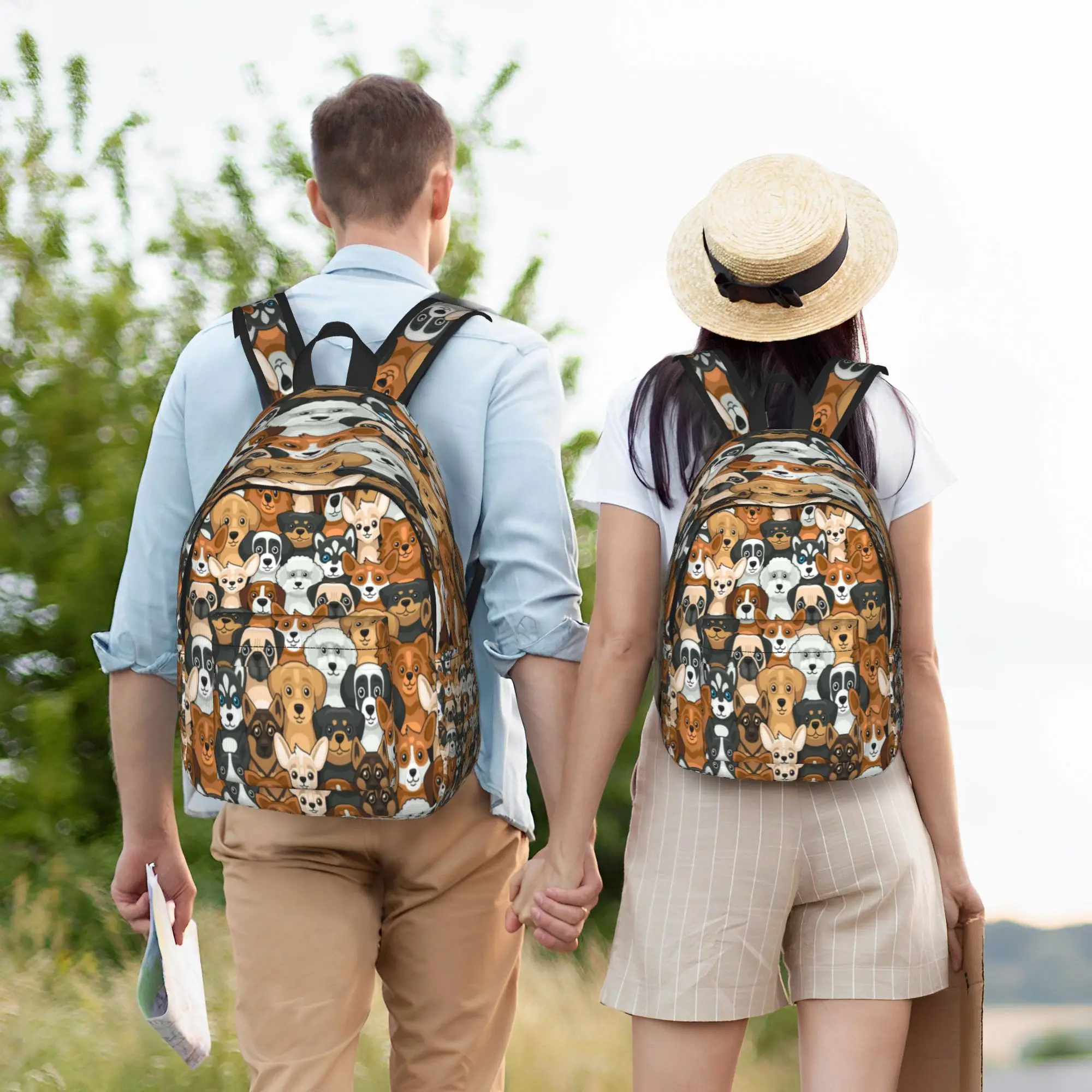 Cute Cartoon Dogs Various Dogs Doodle Animal Backpack  Cool Backpacks Men Sport Large School Bags Custom Rucksack
