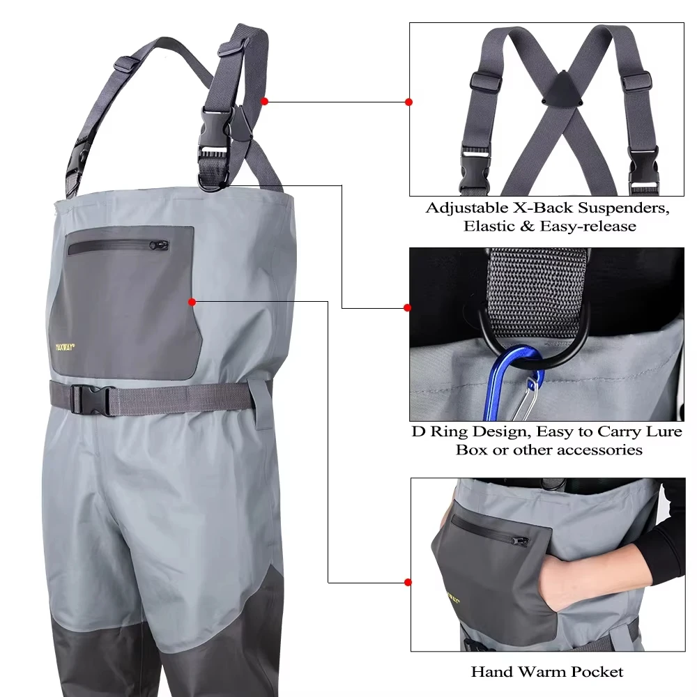 Goture Angelwathose Leichte Strumpfhose für Herren Atmungsaktive Wasserdichte Fliegenfischer-Wathose Brusthöhe S/M/L/XL/XXL Größe – Detail 10