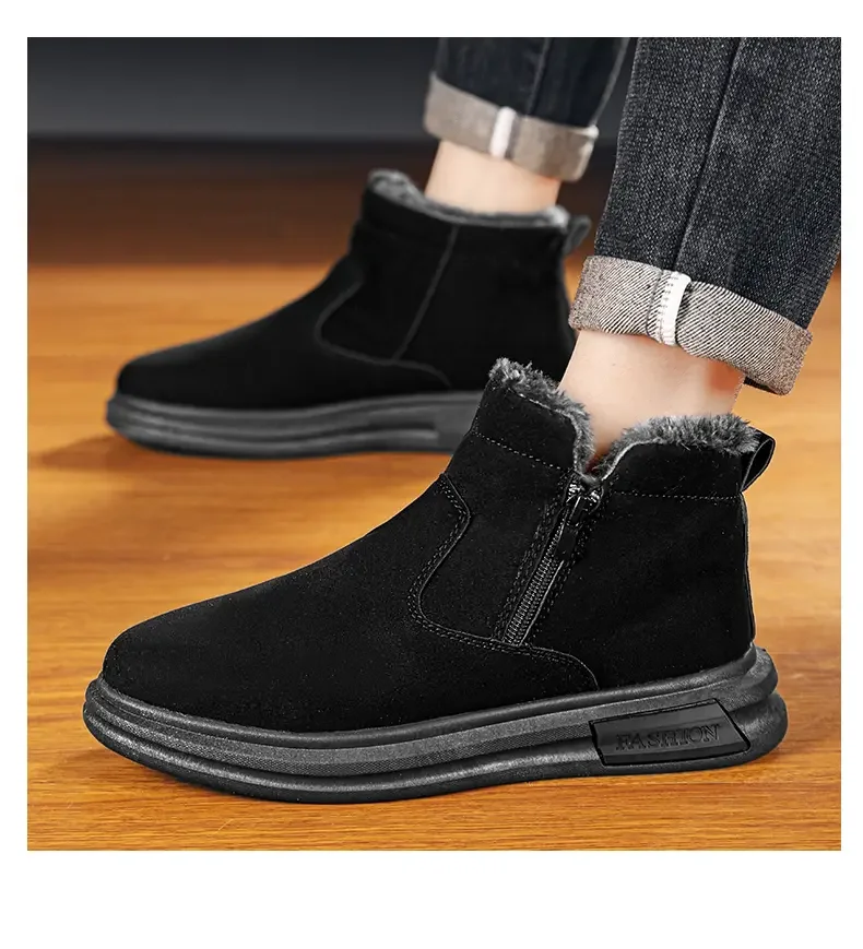 Модные мужские зимние ботинки 2024, зимние ботинки из натуральной кожи, нескользящая непромокаемая зимняя обувь, мужские ботинки, бионические ботинки