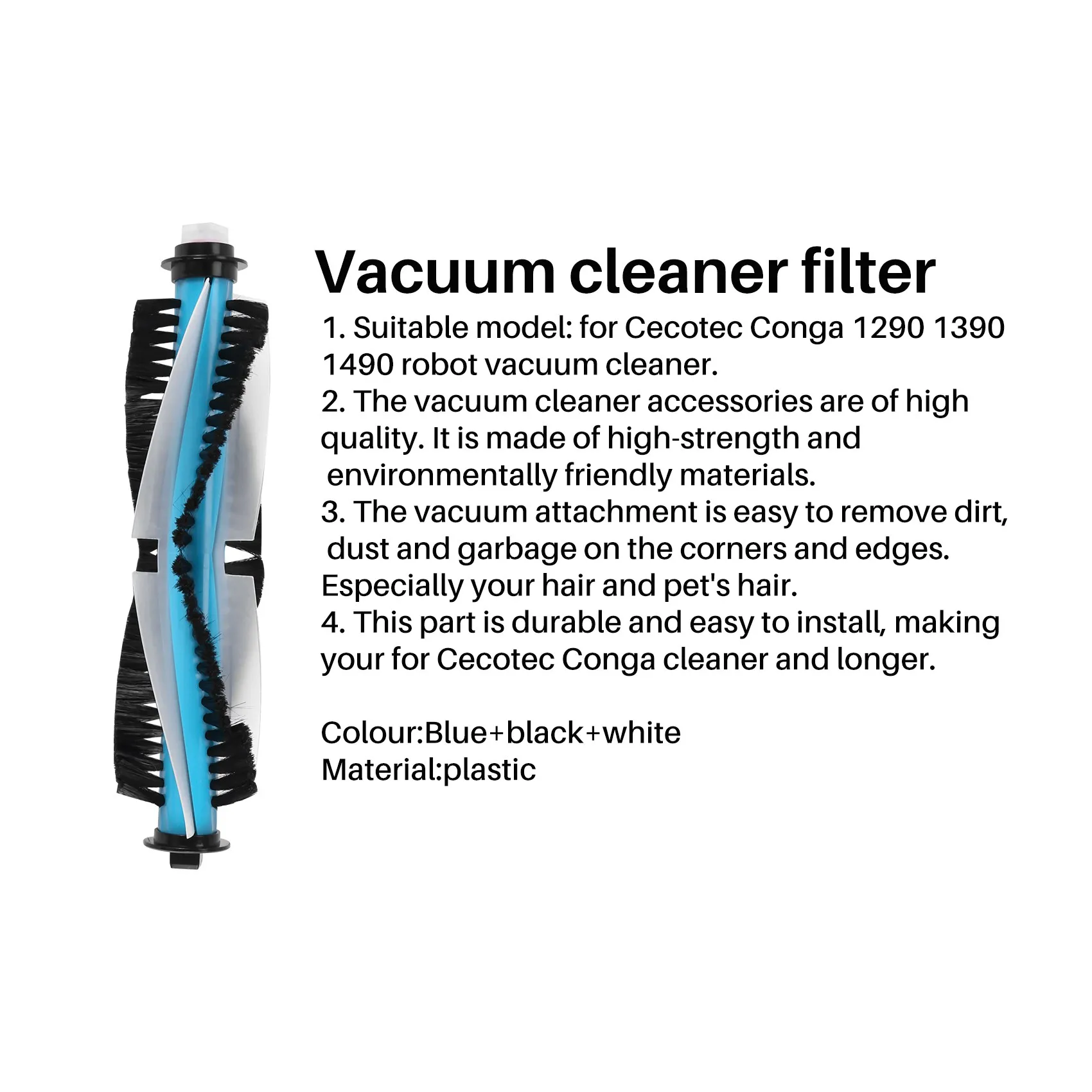 Newest! Accessory for Cecotec Conga 1490 Robot Vacuum Cleaner Spares Pack of 1 Main Brush, 4 Hepa Filters, 6 Side Brushes, 3 Mop