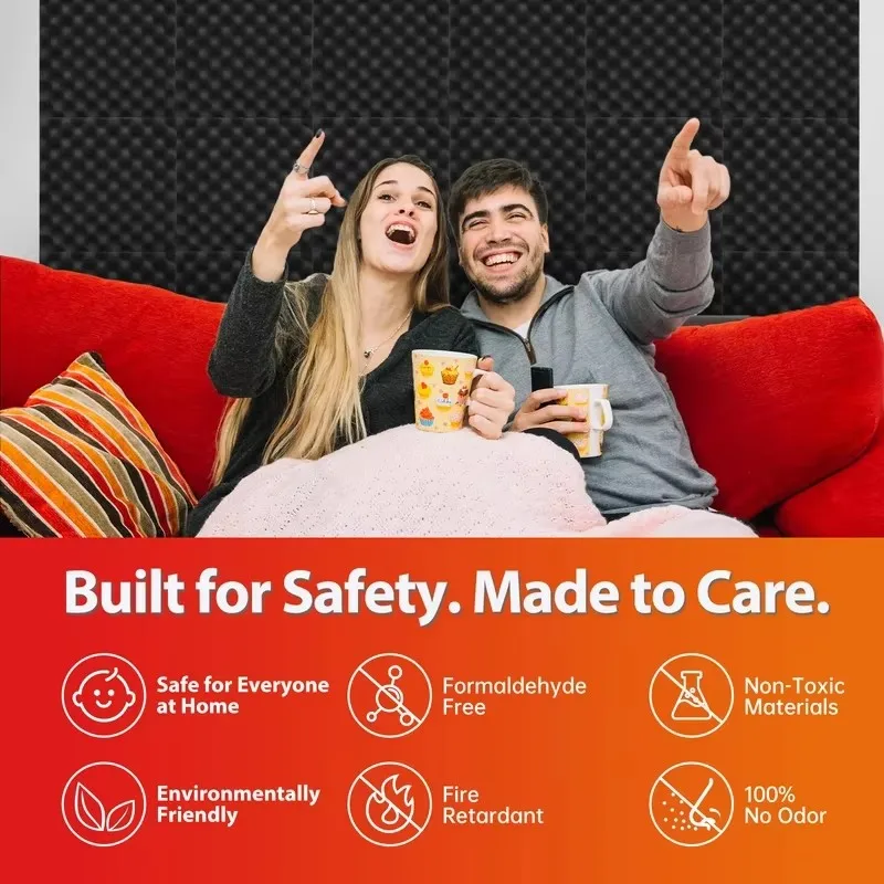 แผ่นโฟมกันเสียงแบบร่องไข่ 6-48 ชิ้น แผ่นอะคูสติกติดผนัง แผ่นโฟมกันเสียง แผ่นอะคูสติกโฟม ทนไฟ