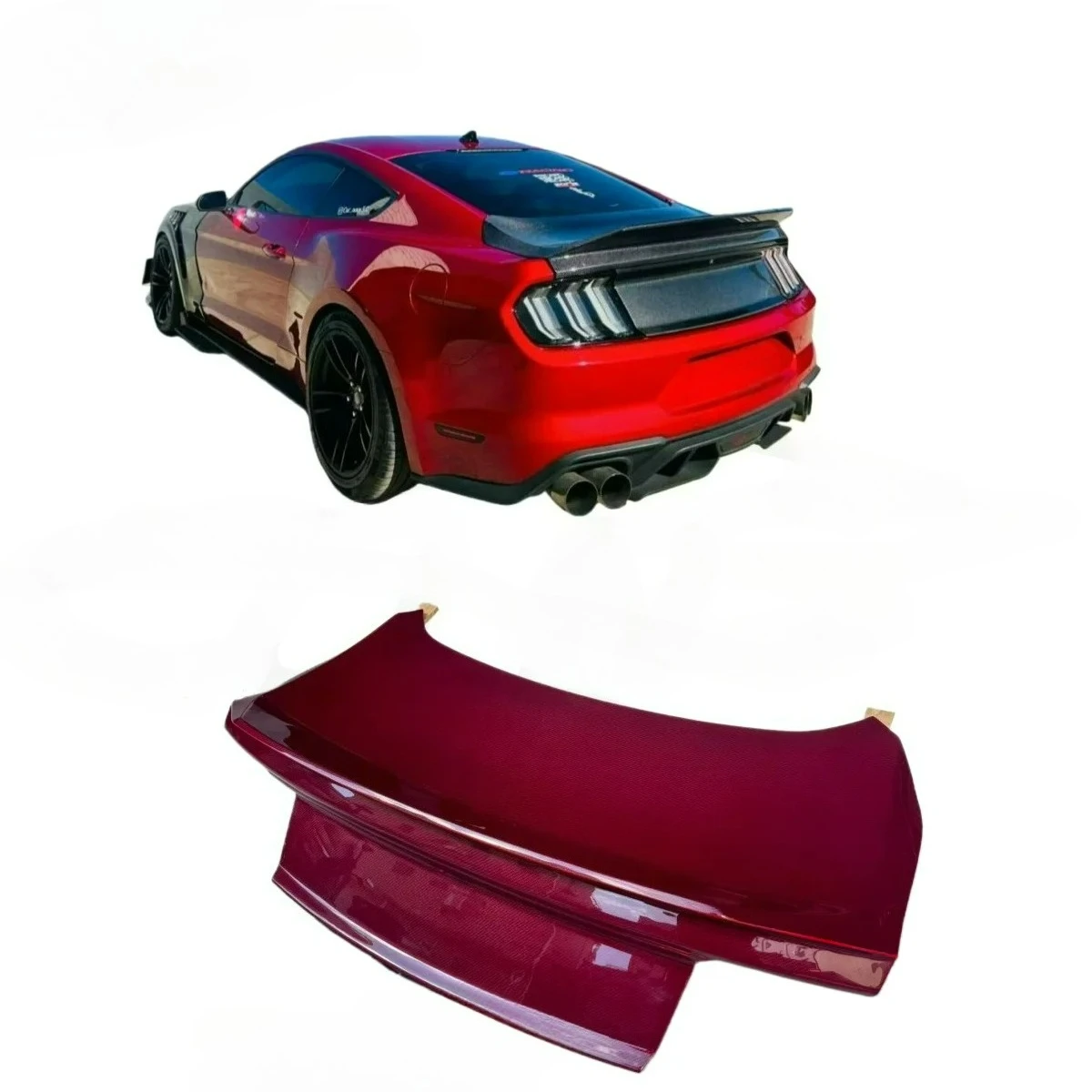 

Премиум-класс FORFord Mustang 2015-2023, изготовленная на заказ красная крышка багажника из углеродного волокна