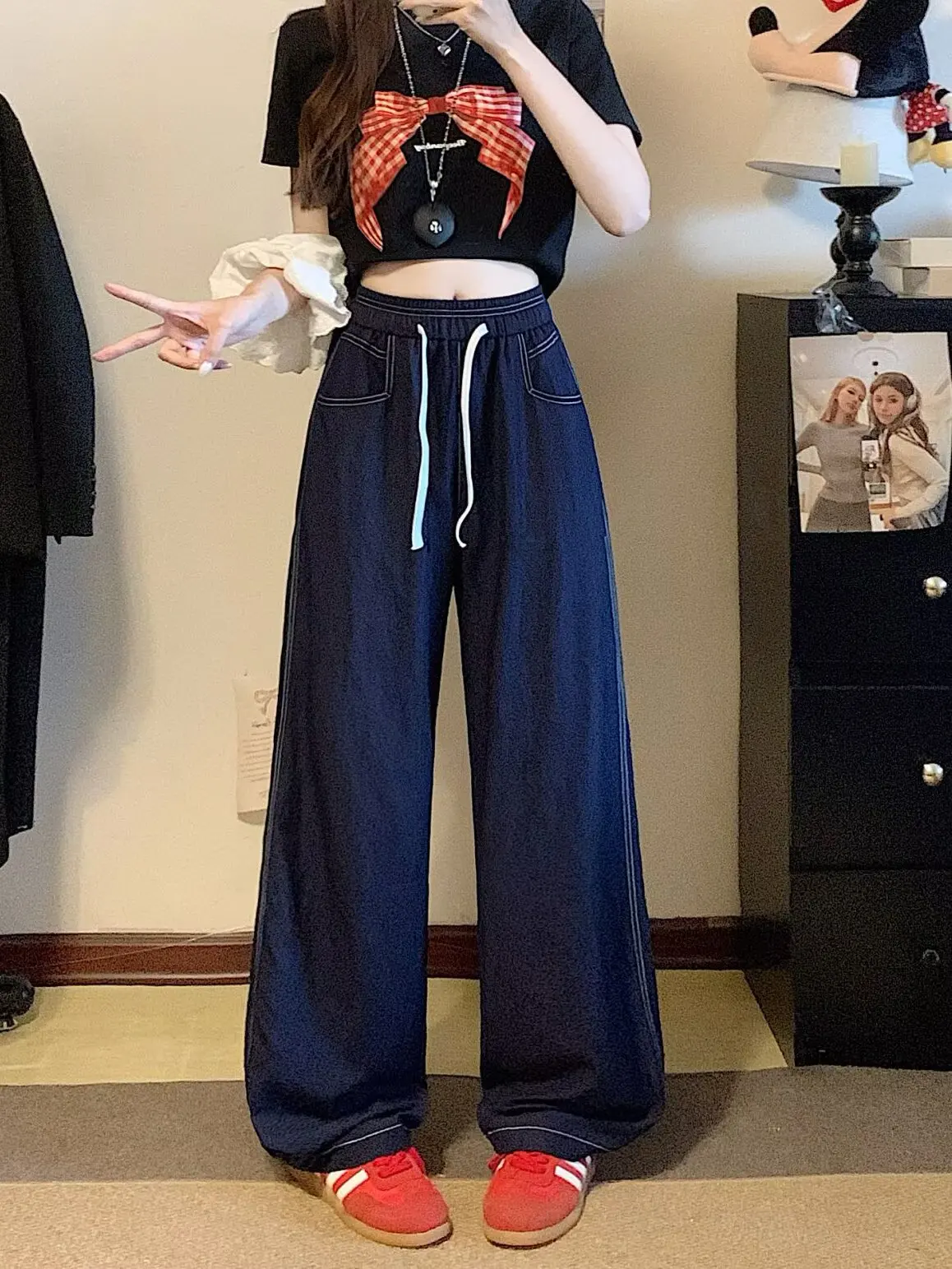 

High Waist Wide Leg Jeans Women's Korean Style Loose Fit Straight Cut Denim Pants Autumn Casual Fashion plus Size