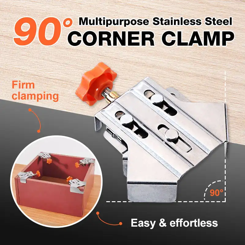 

Corner Clamp Stainless Steel 90 Degree Right Angle Clamp Adjustable Woodworking Positioning Square for DIY Framing Welding