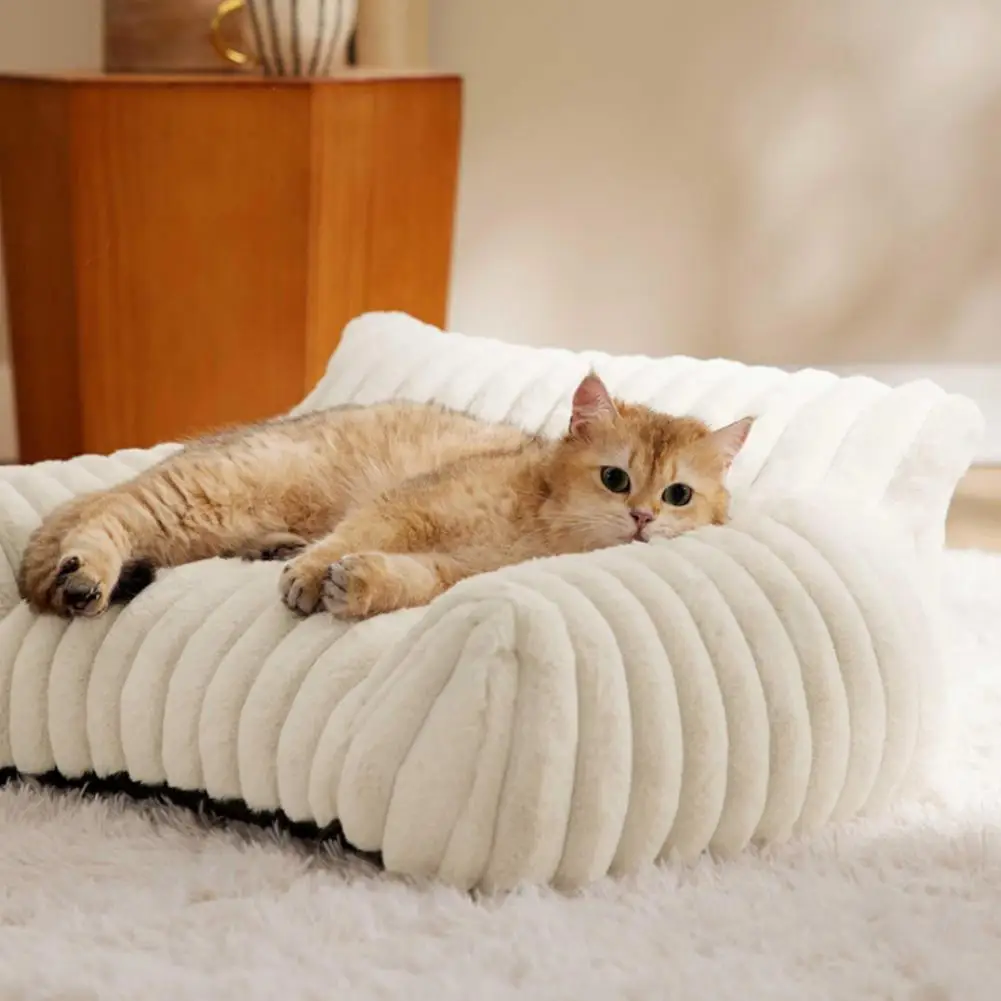 Sofá cálido para mascotas, lujosa cama para mascotas con funda lavable de espuma viscoelástica, parte inferior antideslizante para perros, gatos, sofá para dormir cómodo
