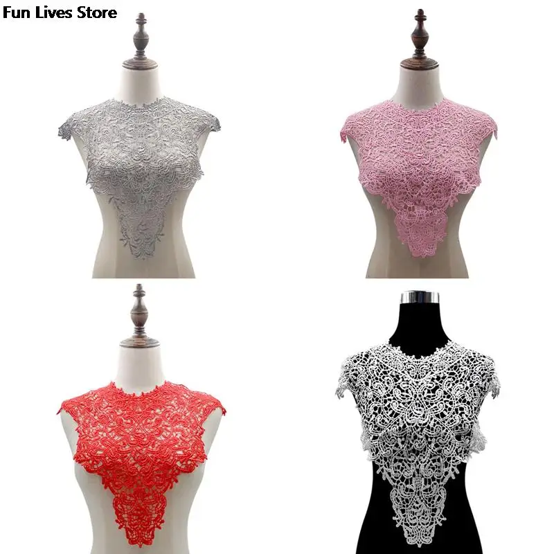 European Fashion Fake Collar DIY Embroidery Lapel Lace Flower Sewing Apparel Elegant Women Neckline Clothes Detachable Tops