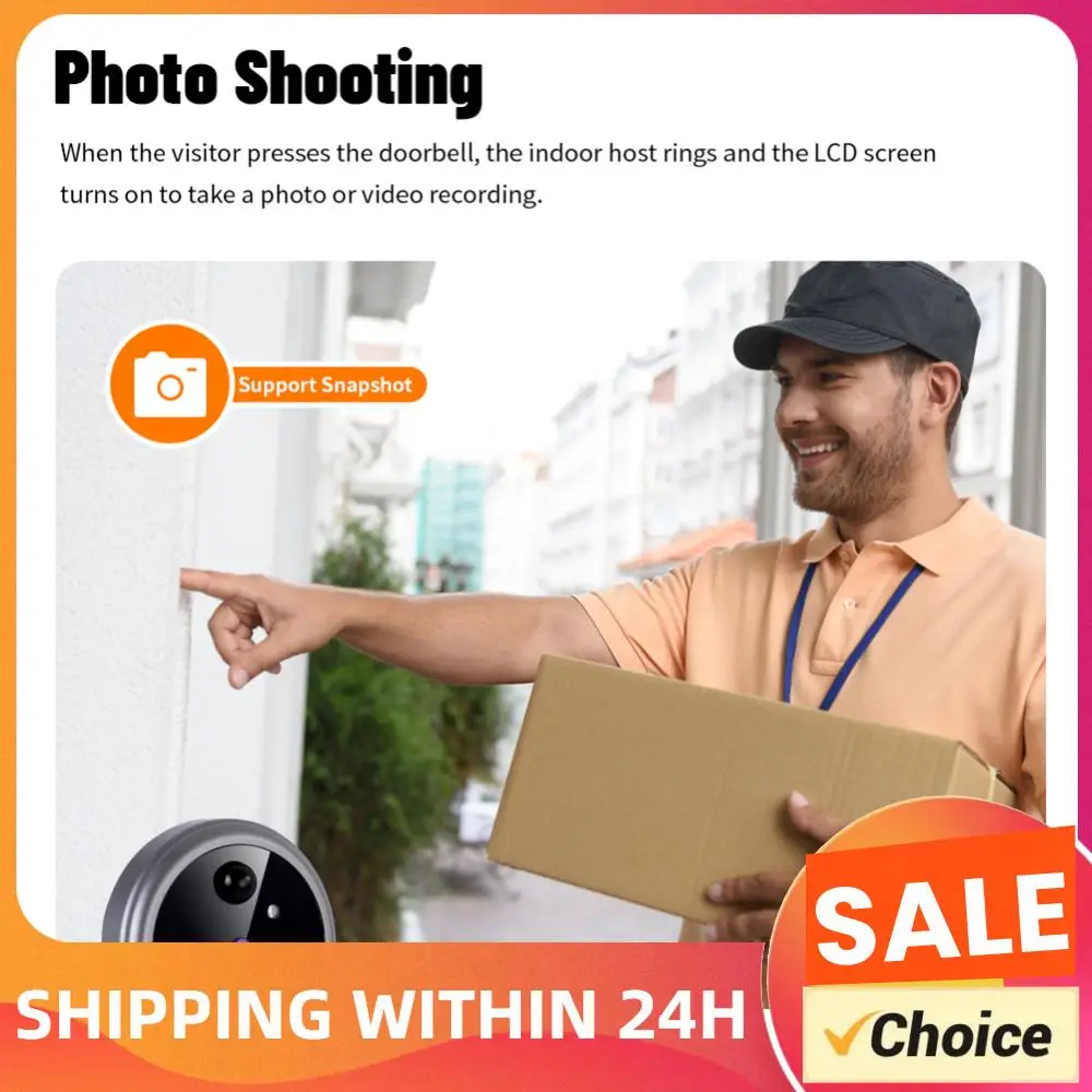 Door Peephole Eye Camera PIR Motion Detector Digital Door Viewer Doorbell Night Vision 90° Wide Angle for Home Security System