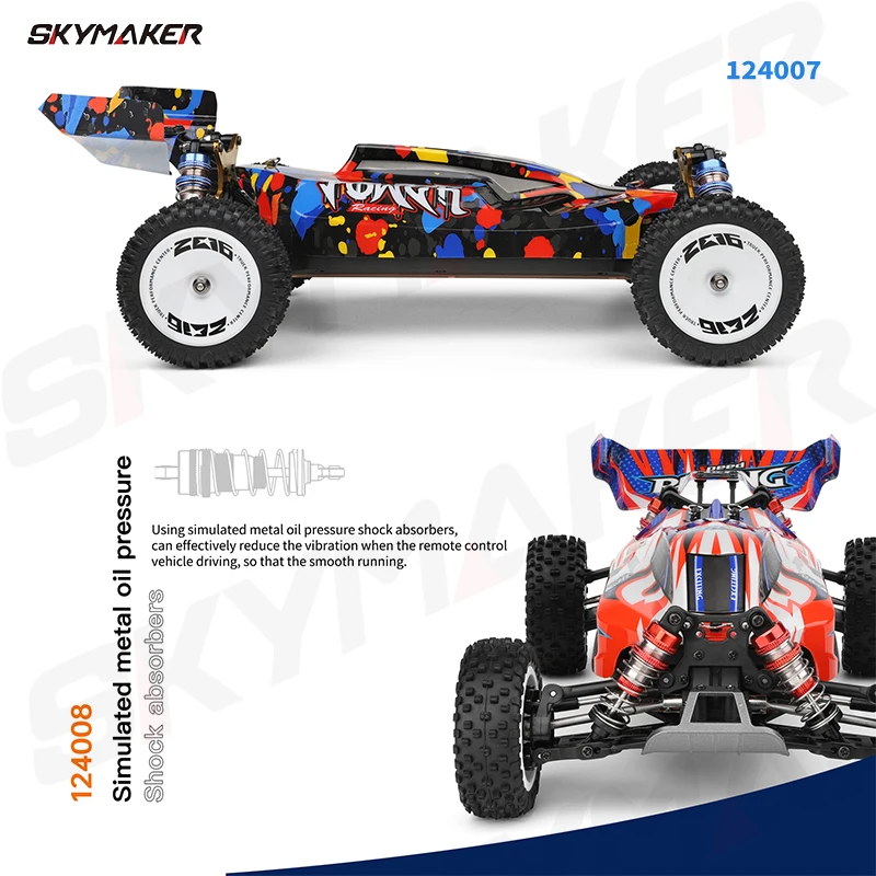 WLtoys 124007 124008 1:12 V8 zdalnie sterowany samochód RC bezszczotkowy 75 Km/H High Speed Metal 4WD Off-Road RC Drift prezent zabawka samochód dla