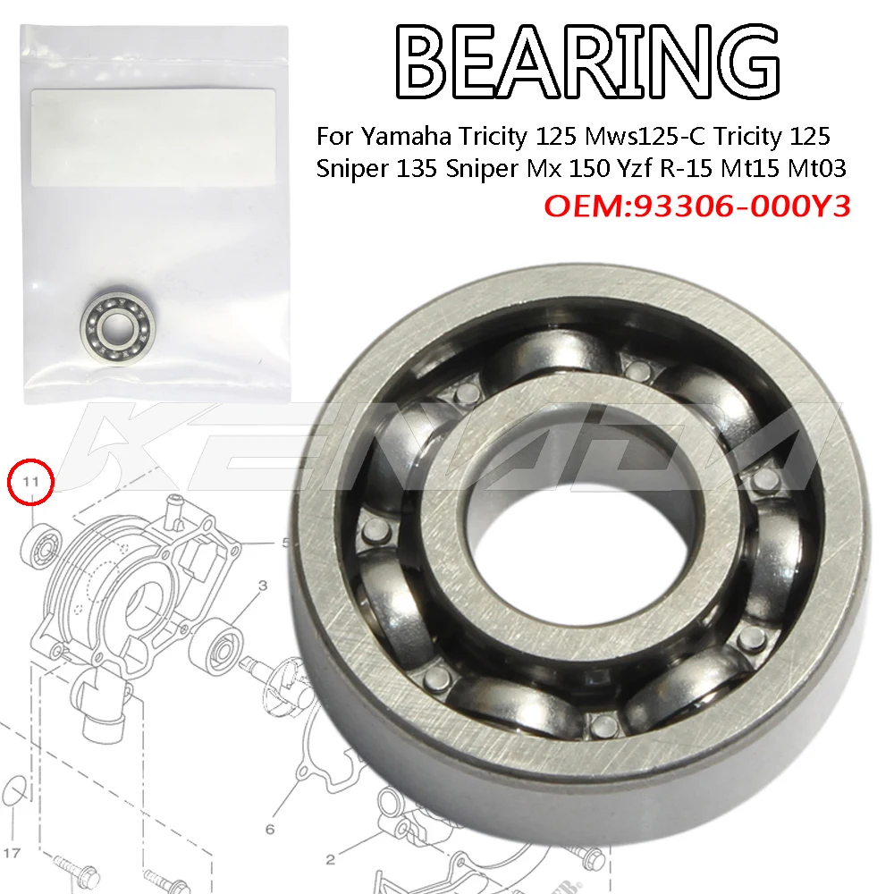 

WATER PUMP BEARING For Yamaha Tricity 125 Mws125-C Tricity 125 Sniper 135 Sniper Mx 150 Yzf R-15 Mt15 Mt03 Xsr155 Fz150 Y15 Y15z