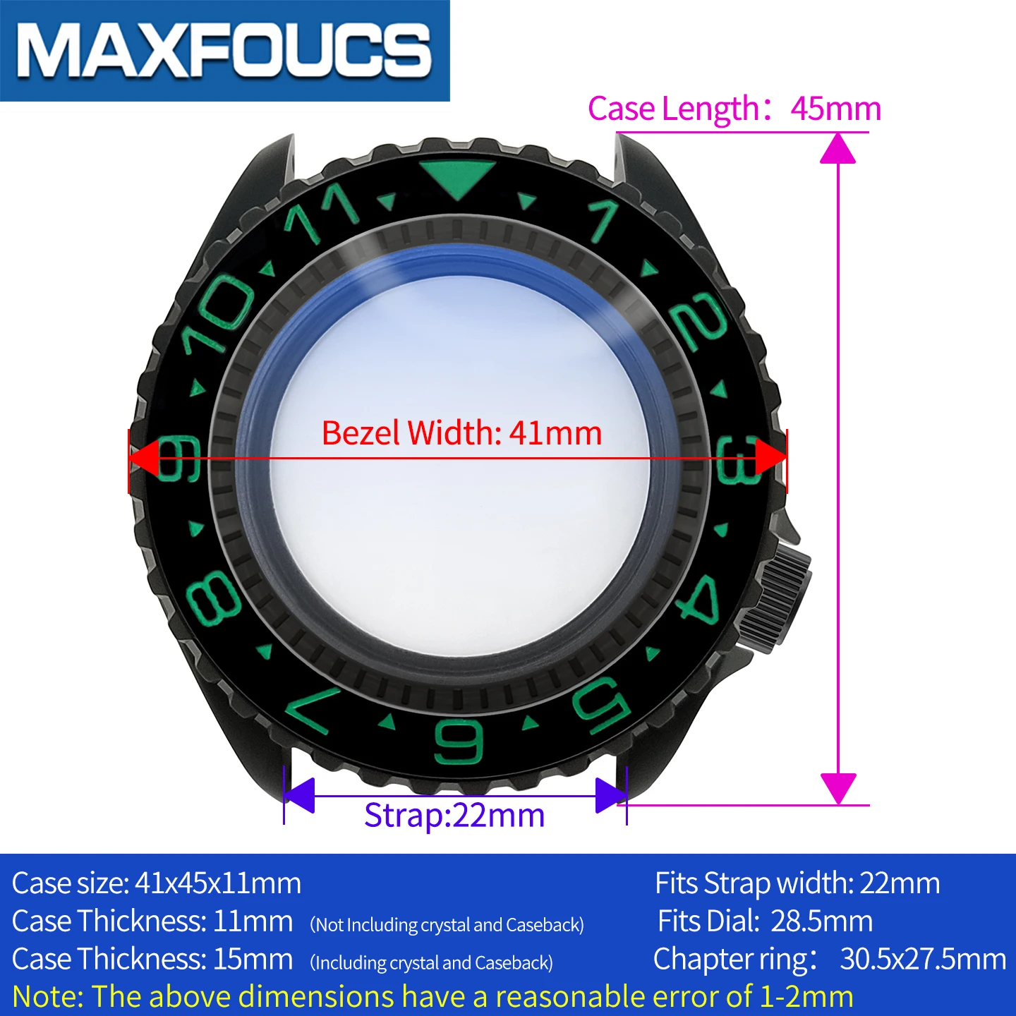 SKX NH 3.8 Schwarzes Mattes Uhrengehäuse-Set 4-Uhr-Position Edelstahl-Finish MOD NH36 Einsatz Saphirglas Kapitelring Kundenspezifische Teile – Detail 4