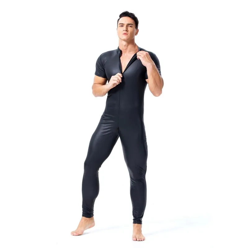 Lateksowe męskie Wetlook nosić fetysz gejowski kombinezon body męskie spodnie do tańca na rurze erotyczne legginsy spodnie seksowna egzotyczna bielizna męska