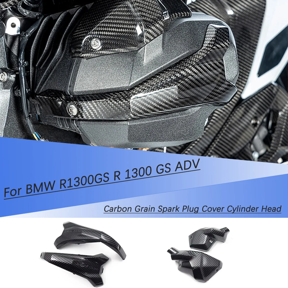 

For BMW R1300GS R 1300 GS ADV Engine Guard Cylinder Head Cover Protector Motorcycle Carbon Grain Spark Plug Cover Cylinder Head