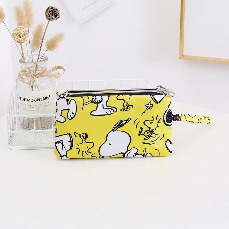 Snoopy portafoglio impermeabile con cerniera portamonete portamonete portatile da donna doppio portafoglio ragazza borsa cosmetica carina borsa in