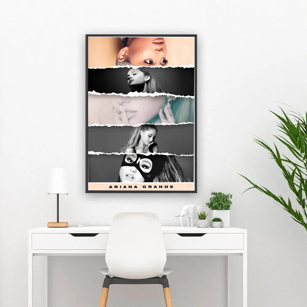 Music Art Poster Ariana Grande Whitepaper Poster Waterproof Paper Sticker Coffee House Bar Aesthetic Art Wall Painting