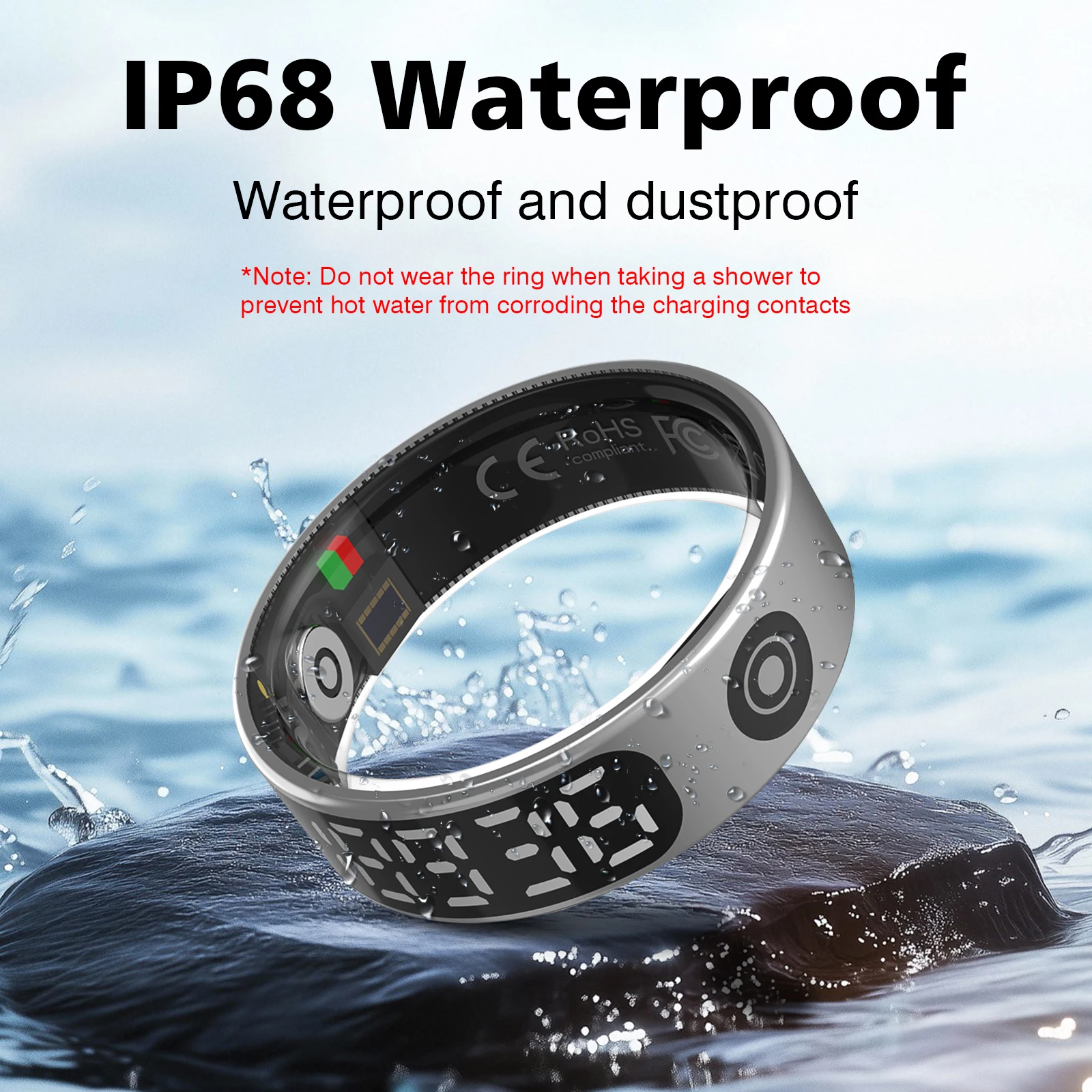 แหวนอัจฉริยะ 2025, กันน้ำระดับ IP68, รองรับโหมดกีฬาหลากหลาย, ติดตามการนอนหลับ, ถ่ายภาพระยะไกล, ใช้งานร่วมกับ iPhone และ Android