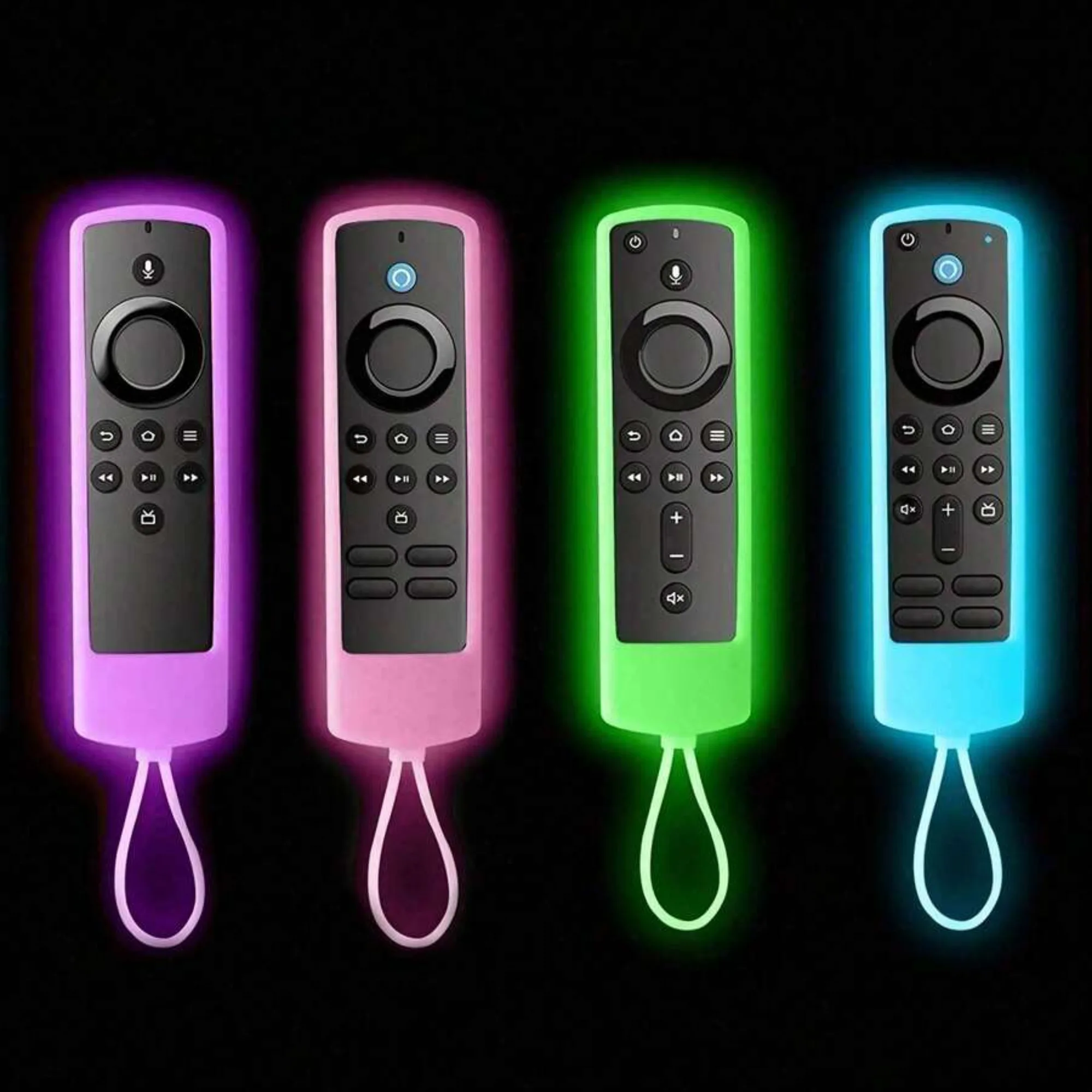 Capa remota Glow in The Dark para Fire Stick - Capa de silicone à prova de choque com corda suspensa de néon - Compatível com 4K, 4K Max Lite