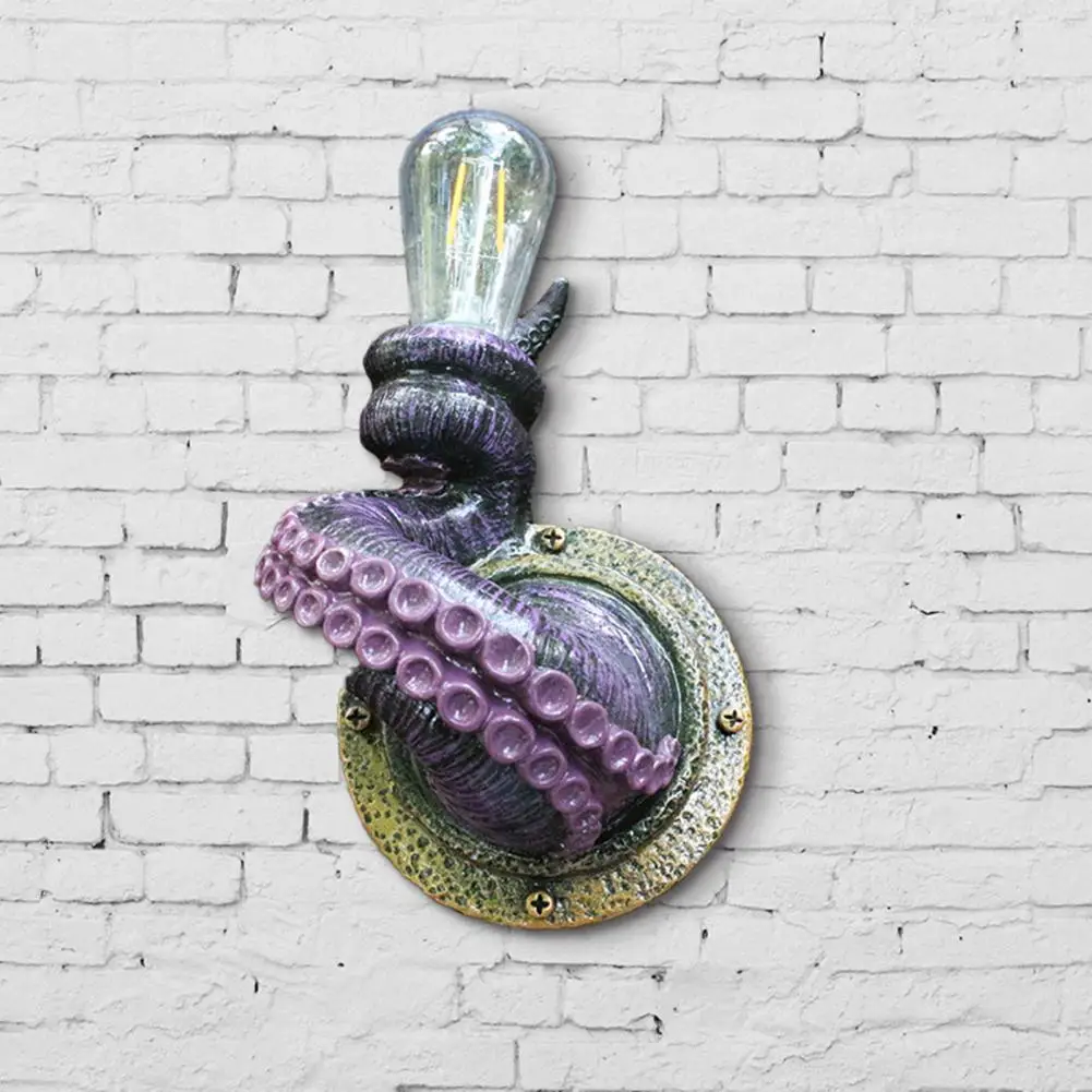 Nordic Wall Sconce Light Octopus Tentacle Shape Realistic Resin Creative Animal LED Wall Aisle Lamp for Bar Home Decoration Gift