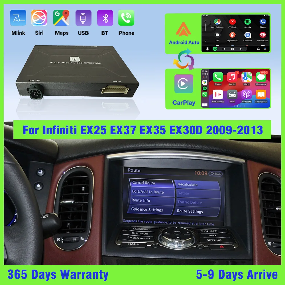

Wireless CarPlay Android Auto For Infiniti EX25 EX37 EX35 EX300 Support Reverse Camera Mirror Link Navigation DSP Apple Car play