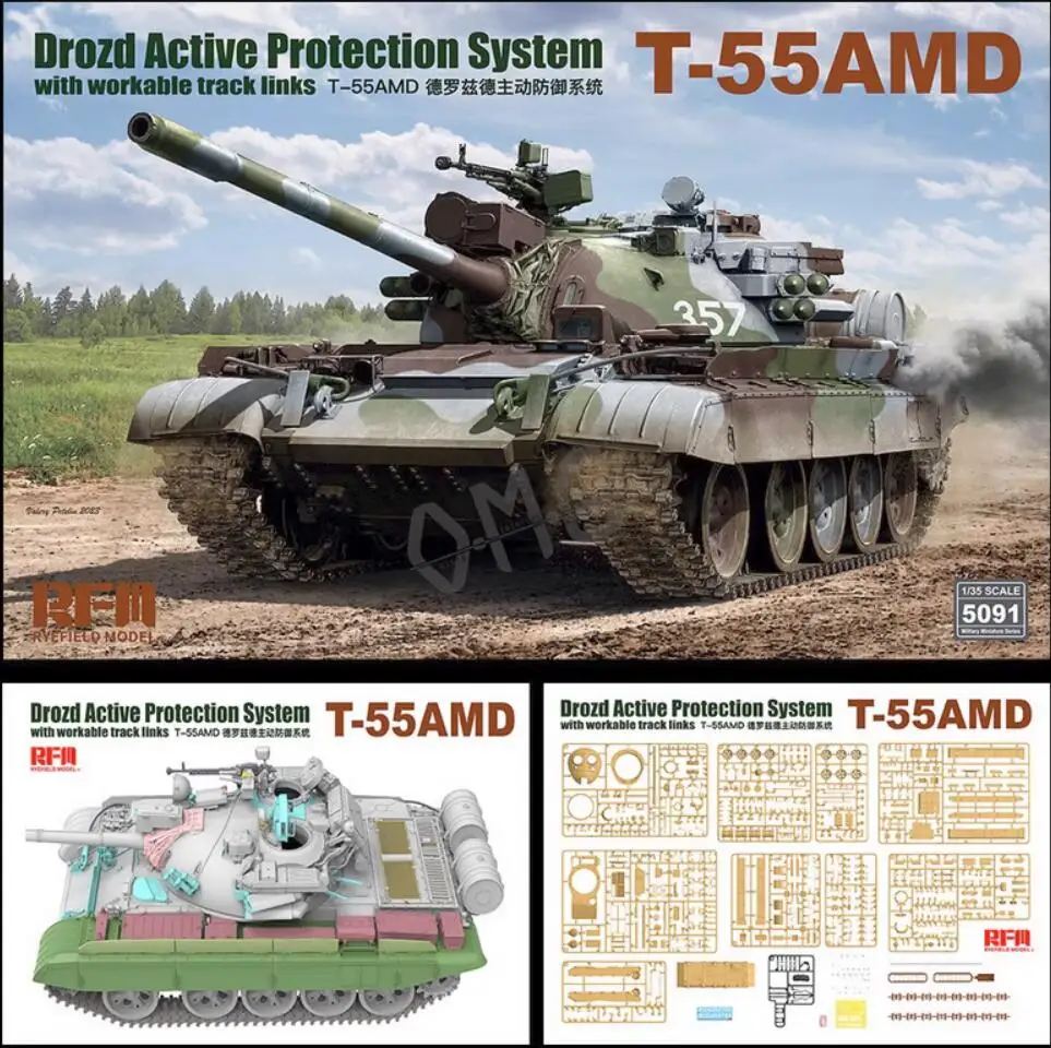 RYEFIELD RM5091 Drozd Active Protection System With Workable Track Links T-55AMD