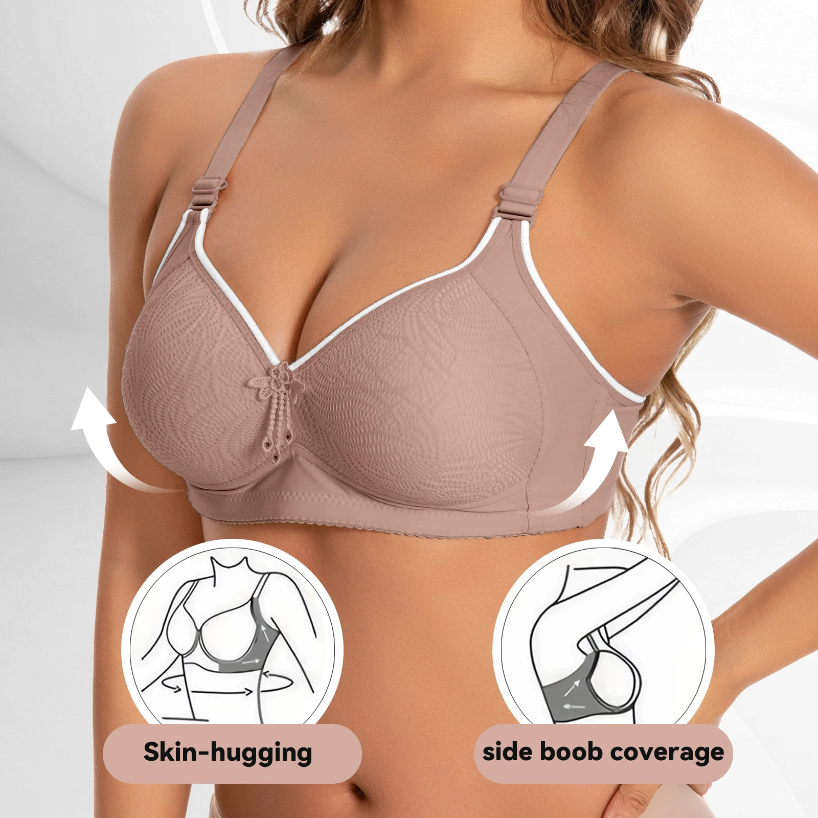 6pcs Seamless Tassel Decor Wireless Women Bra Push-Up - Adjustable Strap, Soft Colors Black/Pink/Beige/Light Blue/Mint Green image 2