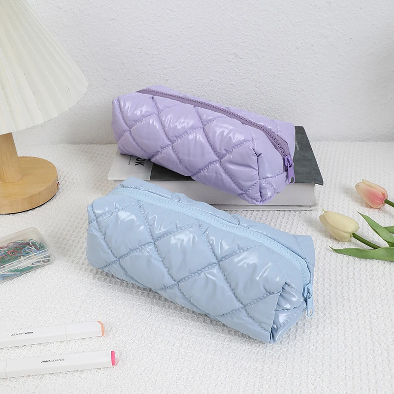 Simple Solid Color Pencil Case High Quality Student Pencil Pouch Portable Large Capacity Stationery Holder School Supplies