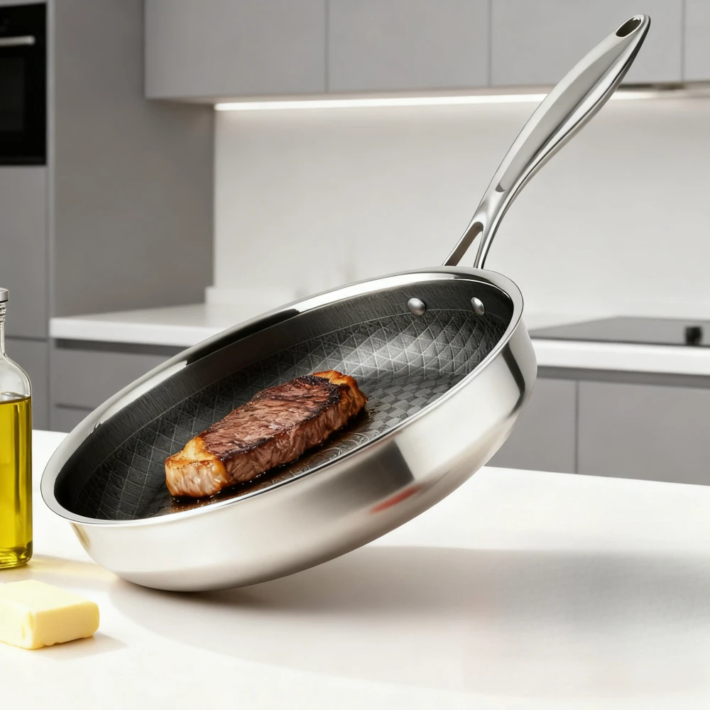 

Honeycomb Frying Pan Nonstick Wok Uncoated Stainless Steel Scratch Resistant Household Steak Frying Pan Kitchen Cookware