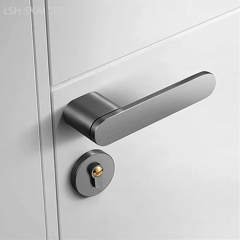 

Modern Zinc Alloy Bedroom Door Lock Indoor Universal Mute Security Lock Double-sided Door Handle Lock Body Set with Key