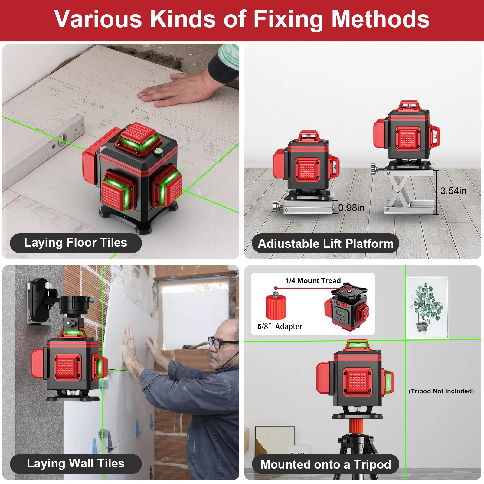 Imagem -05 - Weiddw 16 Linhas Nivel Laser Profissional Nível 360 ° Autonivelante Horizontal Vertical Luzes Verdes Laser Nível Buid Ltool