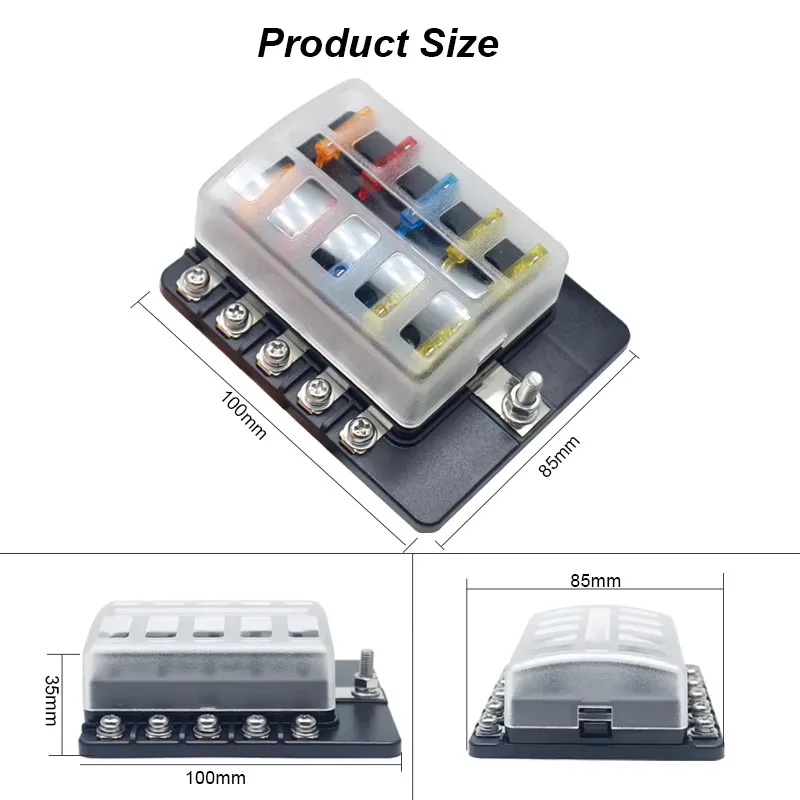 10 Manier 12V Doos 12Volt Blade Zekeringhouder W Negatieve Busbar Waterdichte Stroomonderbreker Met LED Indicator 25A Hot Selg