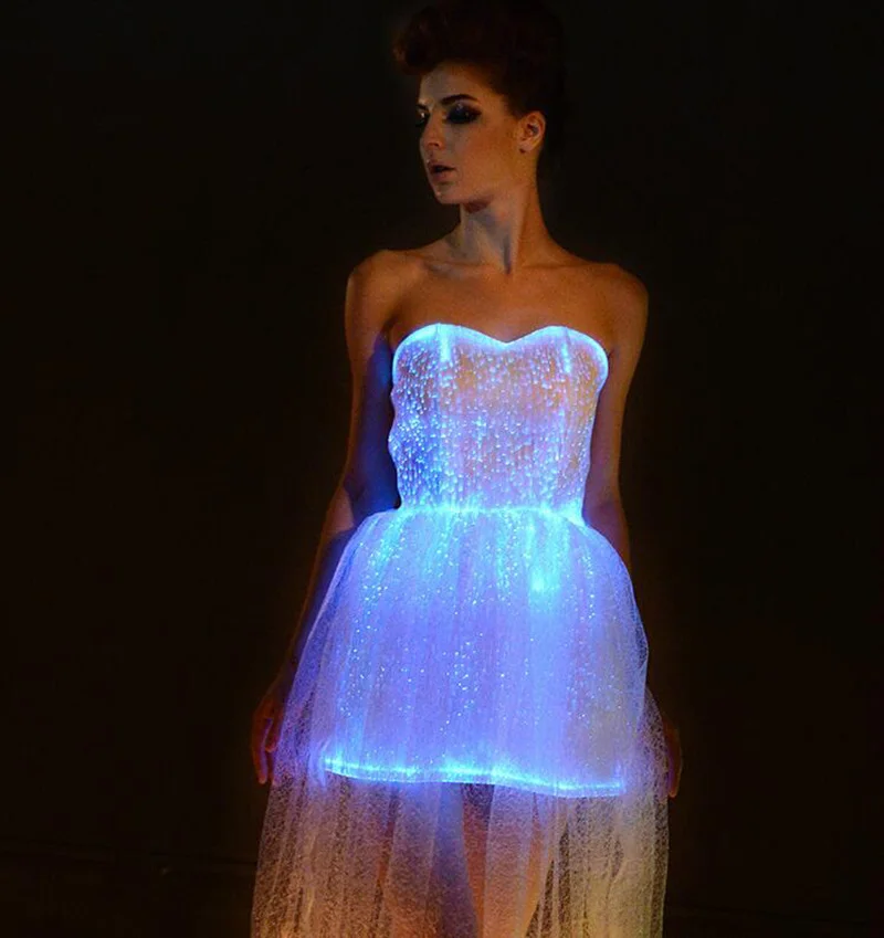 LED Light Dress Fiber Optic Dance Costume Girls LED Wedding Dress Photography Stage Prop