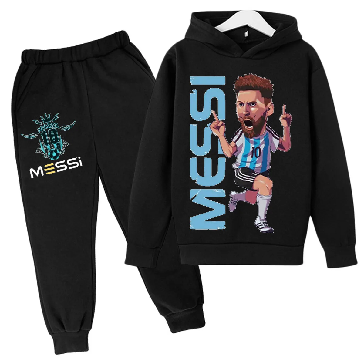 Messi Football Children's Spring and Autumn Long Sleeve Jumpsuit+Sports Pants Baby 3-15 Year Old Boys and Girls' Football Jersey