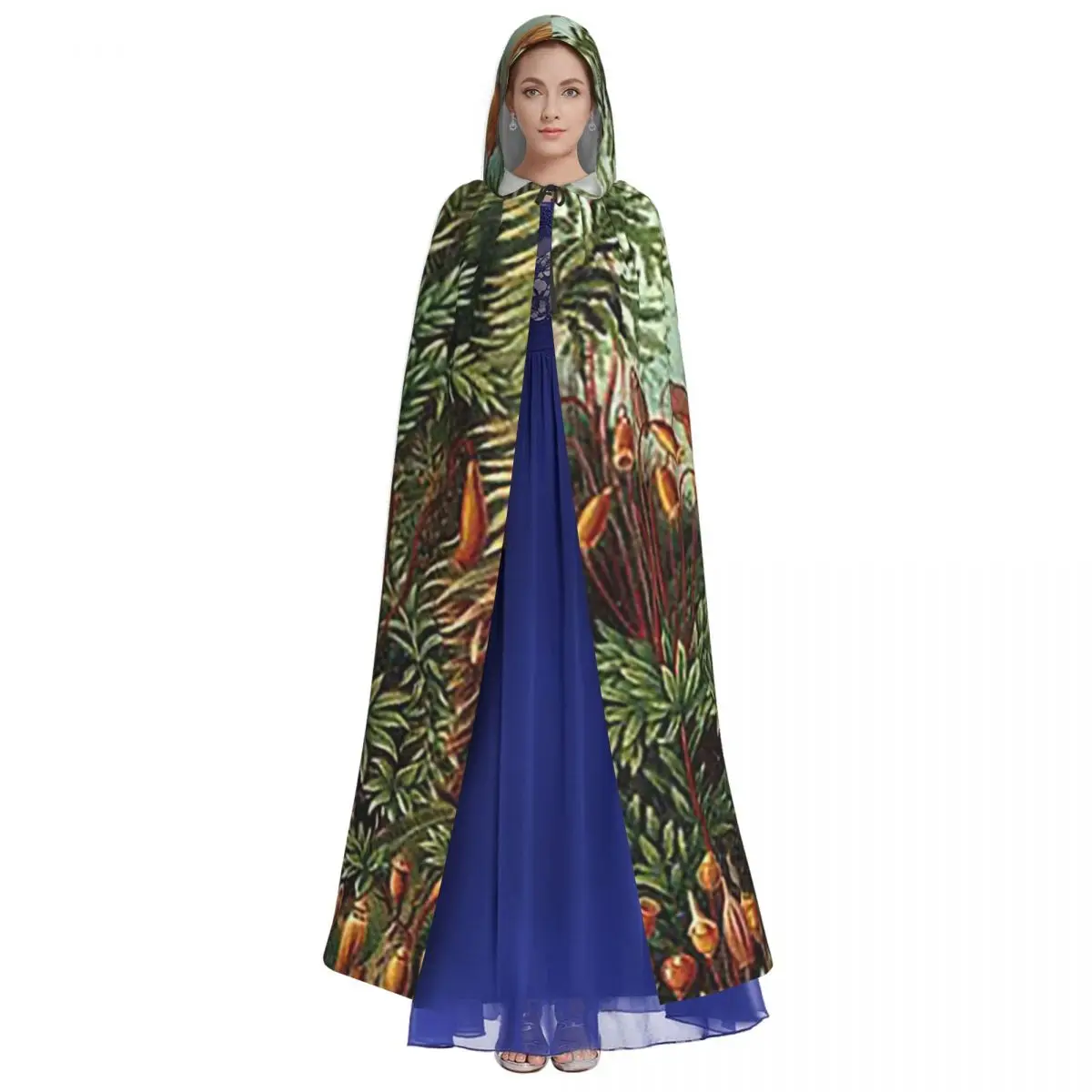 Plantas decorativas natureza pintura longa capa com capuz bruxa traje medieval cosplay capa halloweencoat adulto unisex