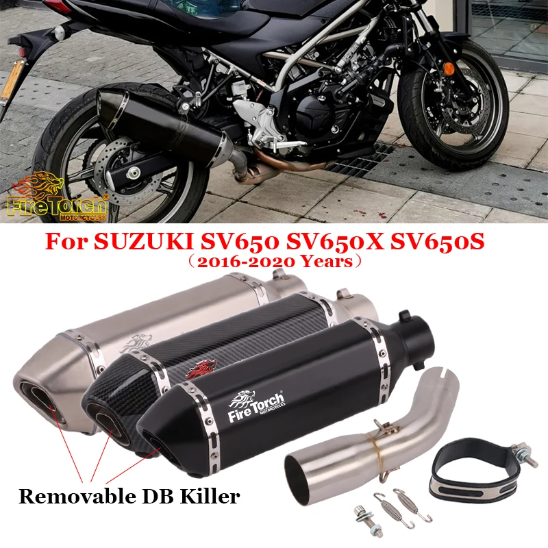 Slip On For SUZUKI SV650 SV650X SV650S SV 650 2016 - 2022 Motorcycle Exhaust System Mid Link Pipe Muffler Removable DB Killer