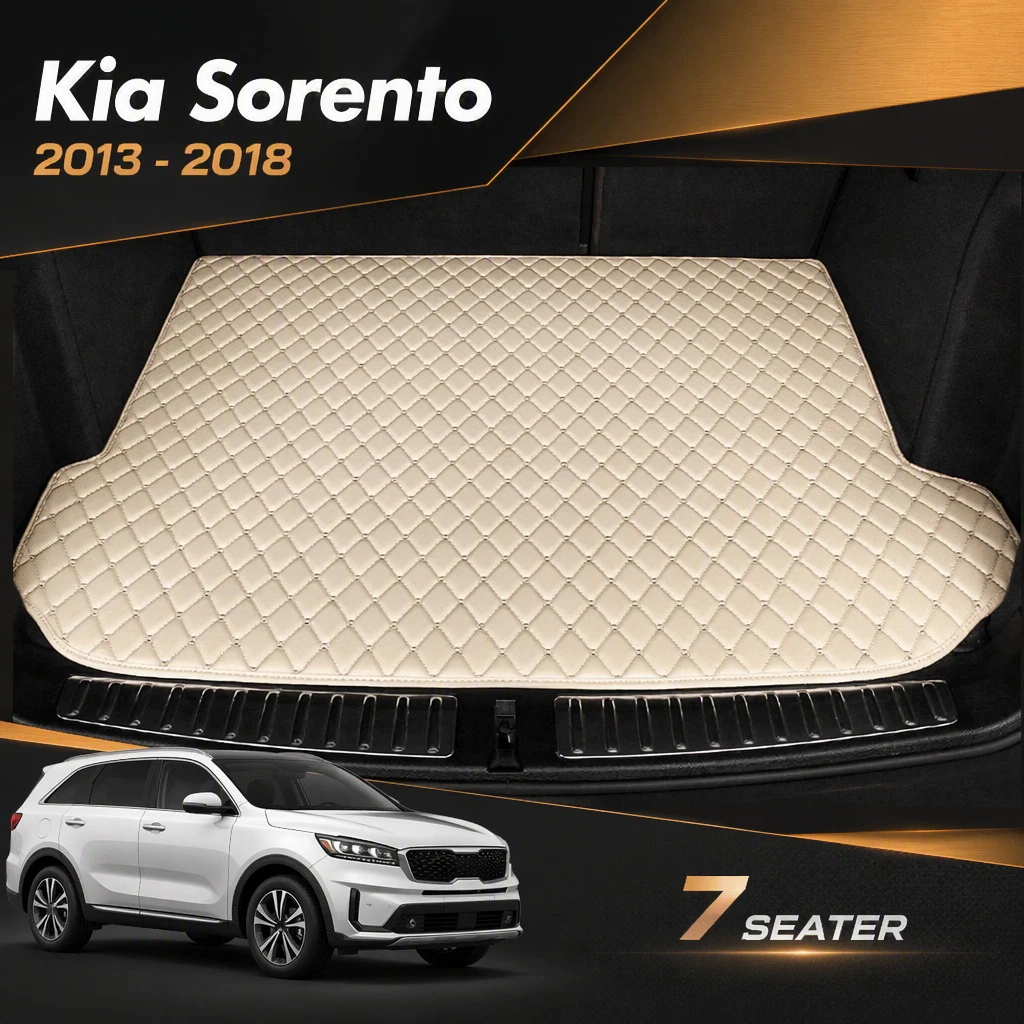 Car Trunk Mat For 7 Seats Kia Sorento 2013 2014 2015 2016 2017 2018 Leather Trunk Cargo Liner Storage Carpet Interior Accessorie