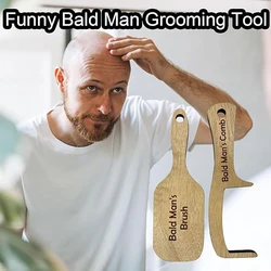 Bald Man Brush Funny Wooden Hairless Toothless Comb Buffer Bold Head Polish Shiner Hair Brush Novelty Fun Gift Adult Baldys
