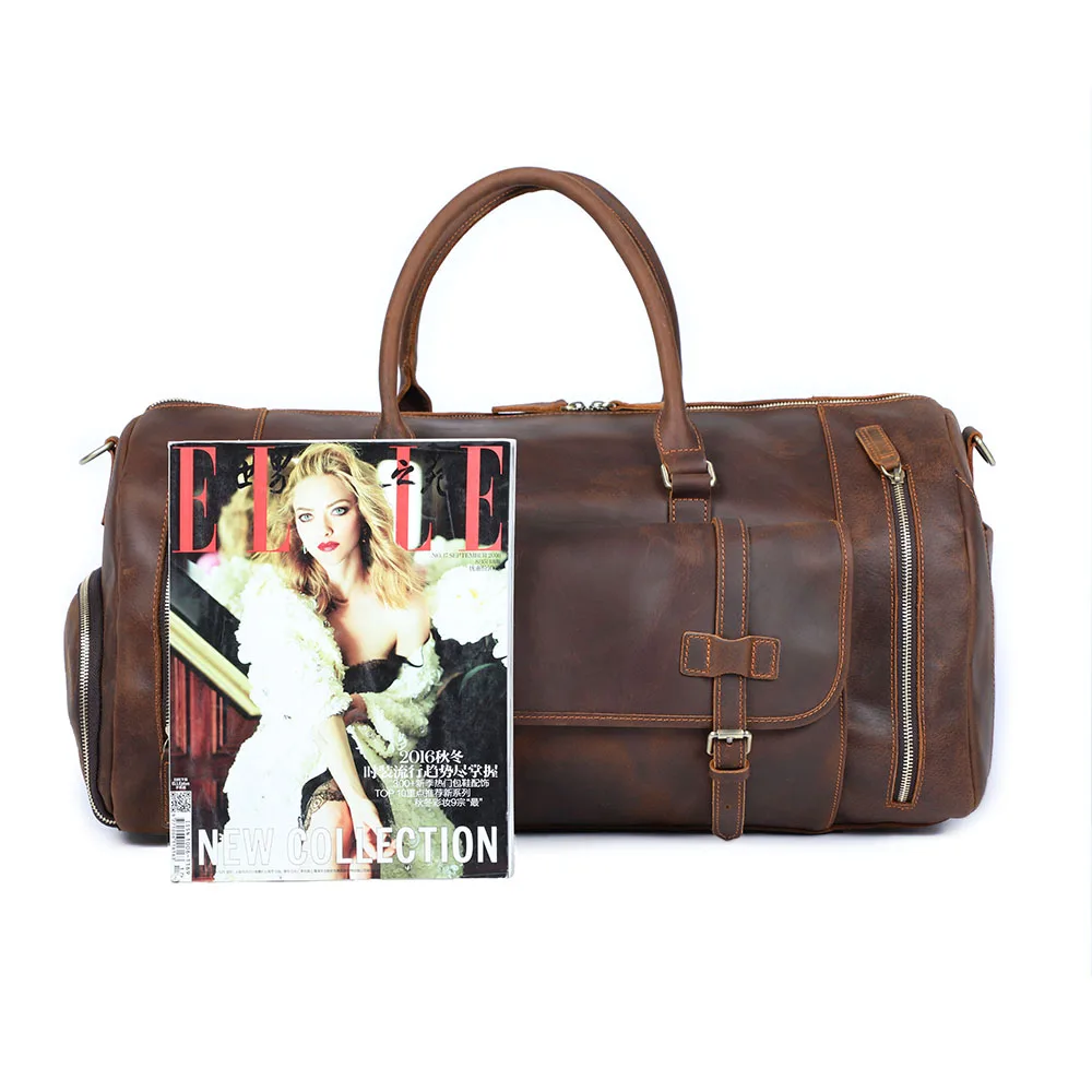S.WORKER Luxuriöse Reisetasche aus Vollnarbigem Rindsleder im Vintage-Stil, Große Handgepäcktasche – Detail 21