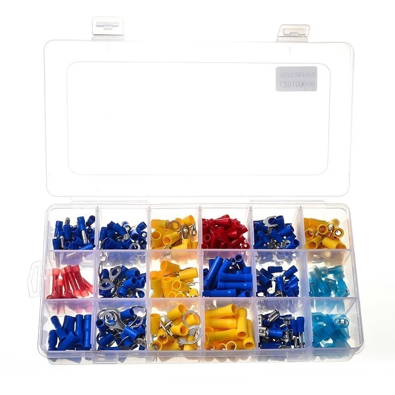 360PCS Nylon Insulated Cold Crimp Wire Terminals Box Assortment, Brass Cable Wire Connectors Lugs for Electrical Wiring